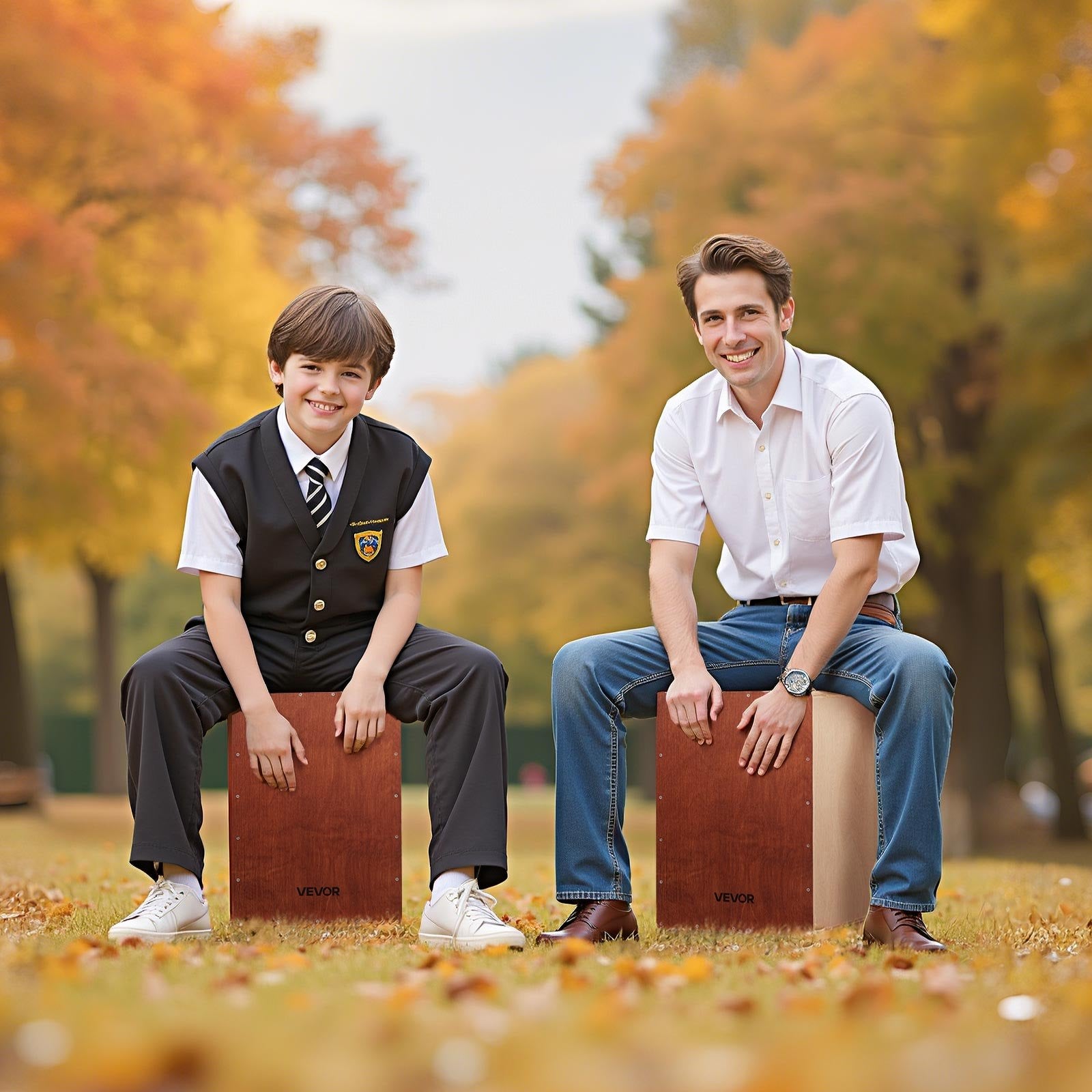 VEVOR Cajon Box Drum, with Internal Snare Wires, Lightweight Wooden Percussion Box, Portable Birch Wood Drum Musical Instrument with Silicone Feet, for Beginners and Professionals, 305 x 305 x 430 mm