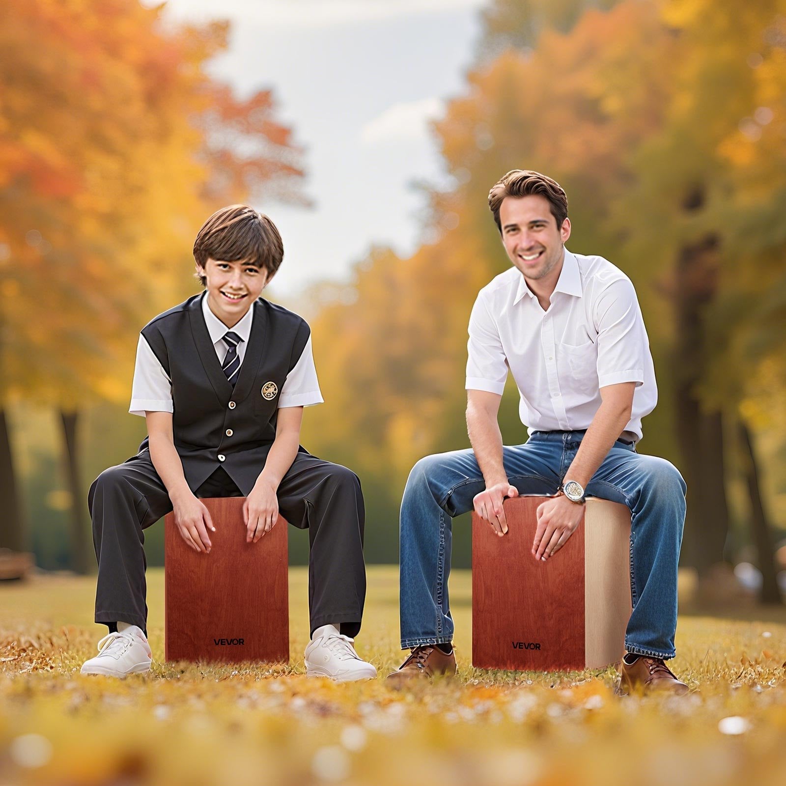 VEVOR Cajon Box Drum, with Internal Guitar Strings, Lightweight Wooden Percussion Box, Portable Birch Wood Drum Musical Instrument with Silicone Feet, for Beginner & Professional, 305 x 305 x 430 mm
