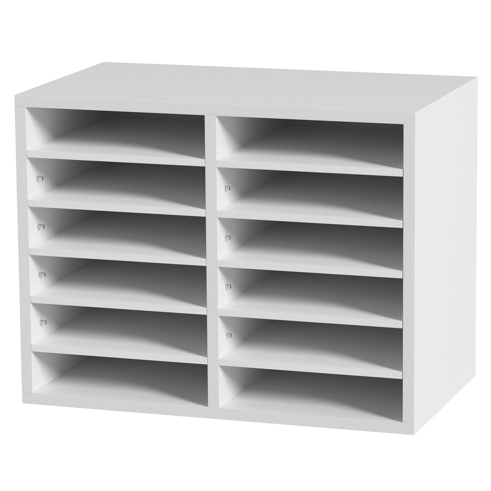 VEVOR Wood Literature Organizer Adjustable File Sorter 12 Compartments White