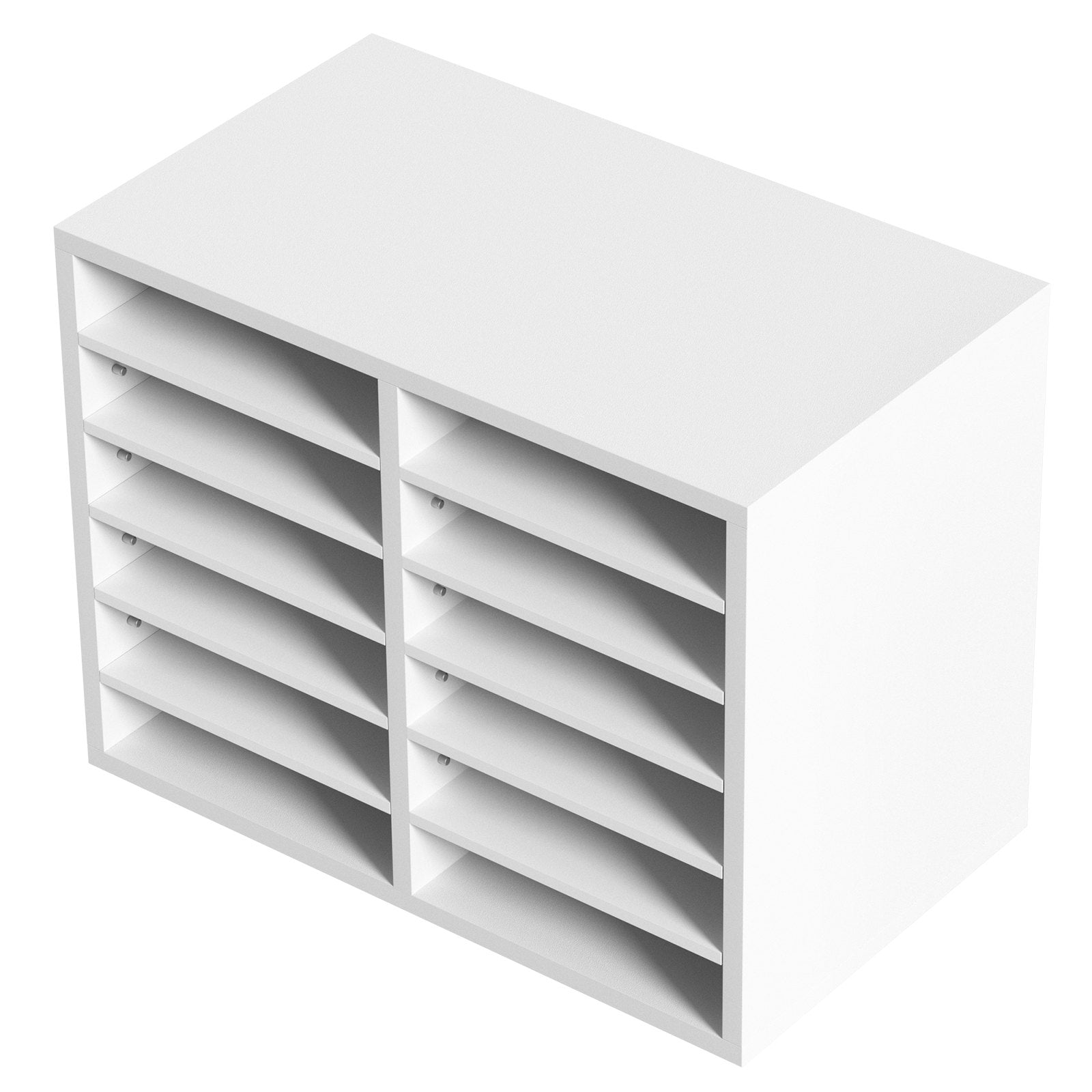 VEVOR Wood Literature Organizer Adjustable File Sorter 12 Compartments White