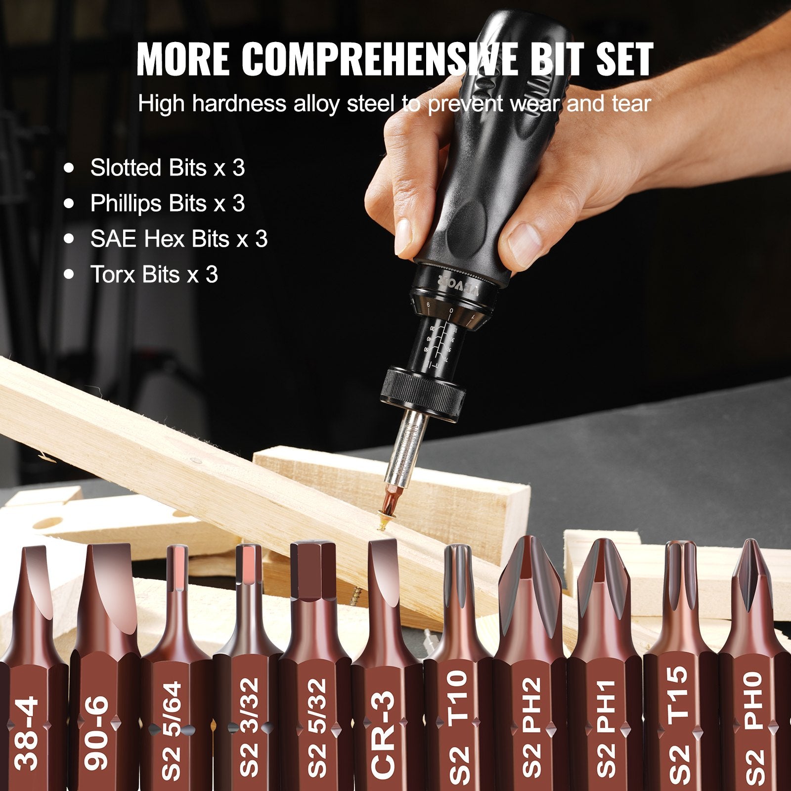 VEVOR Adjustable Torque Screwdriver 1/4