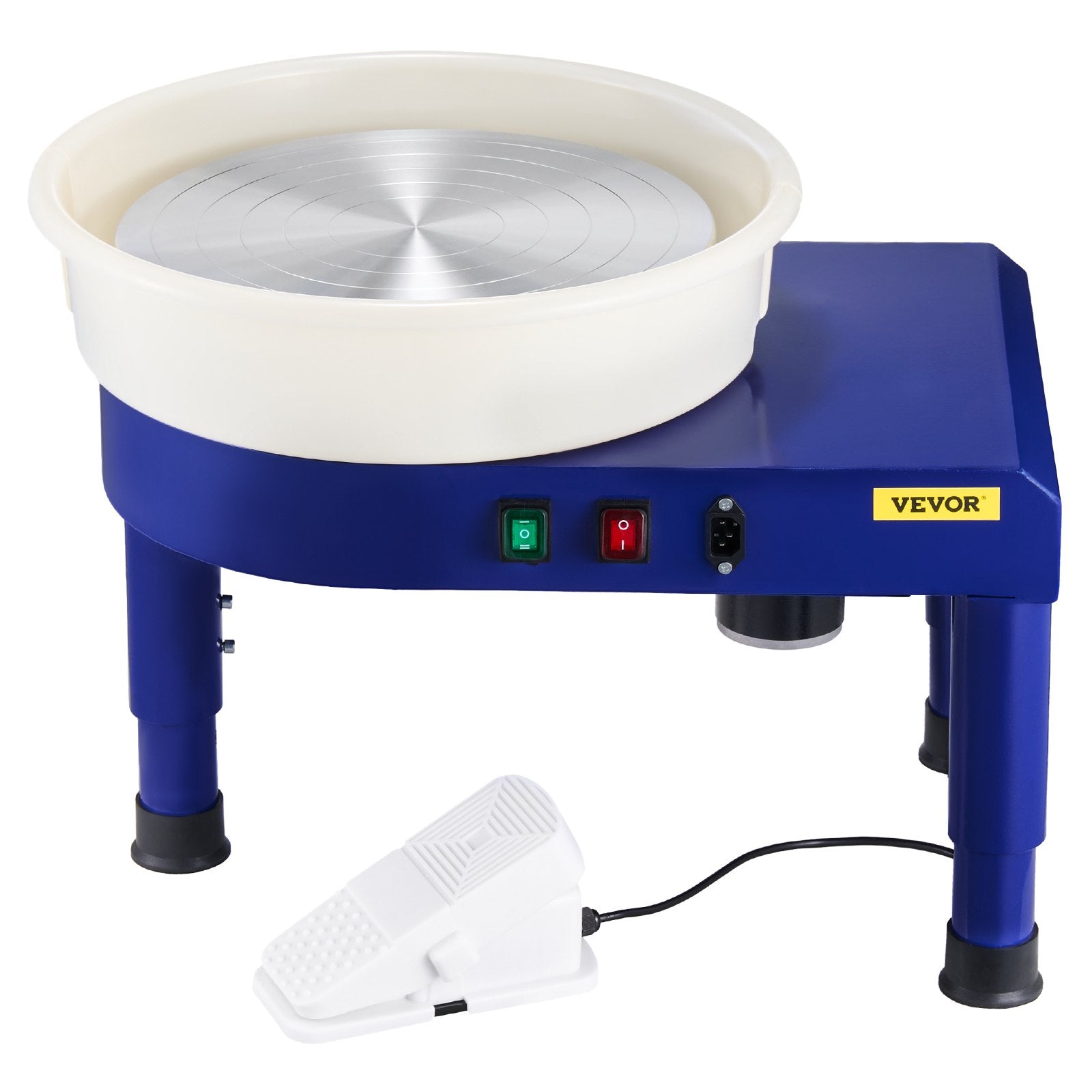 VEVOR Pottery Wheel, 35 cm Ceramic Wheel Forming Machine, 60-300 RPM Speed Adjustable Foot Pedal, Adjustable Lift Leg, Detachable Basin, Complete Tool Accessory Kit for Work Art Craft DIY, Blue