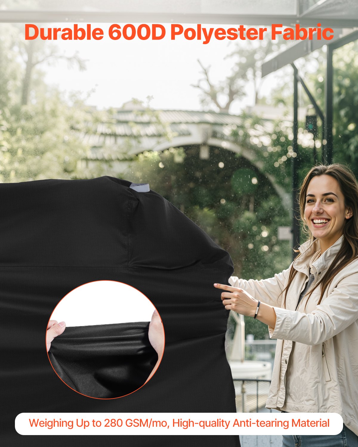 VEVOR Grill Cover, 63 inch BBQ Covers for Outdoor Grills, Waterproof, Fade Resistant, Weather Resistant Heavy Duty 600D Polyester, Easy On/Off, with Hook-and-Loop Straps, Black