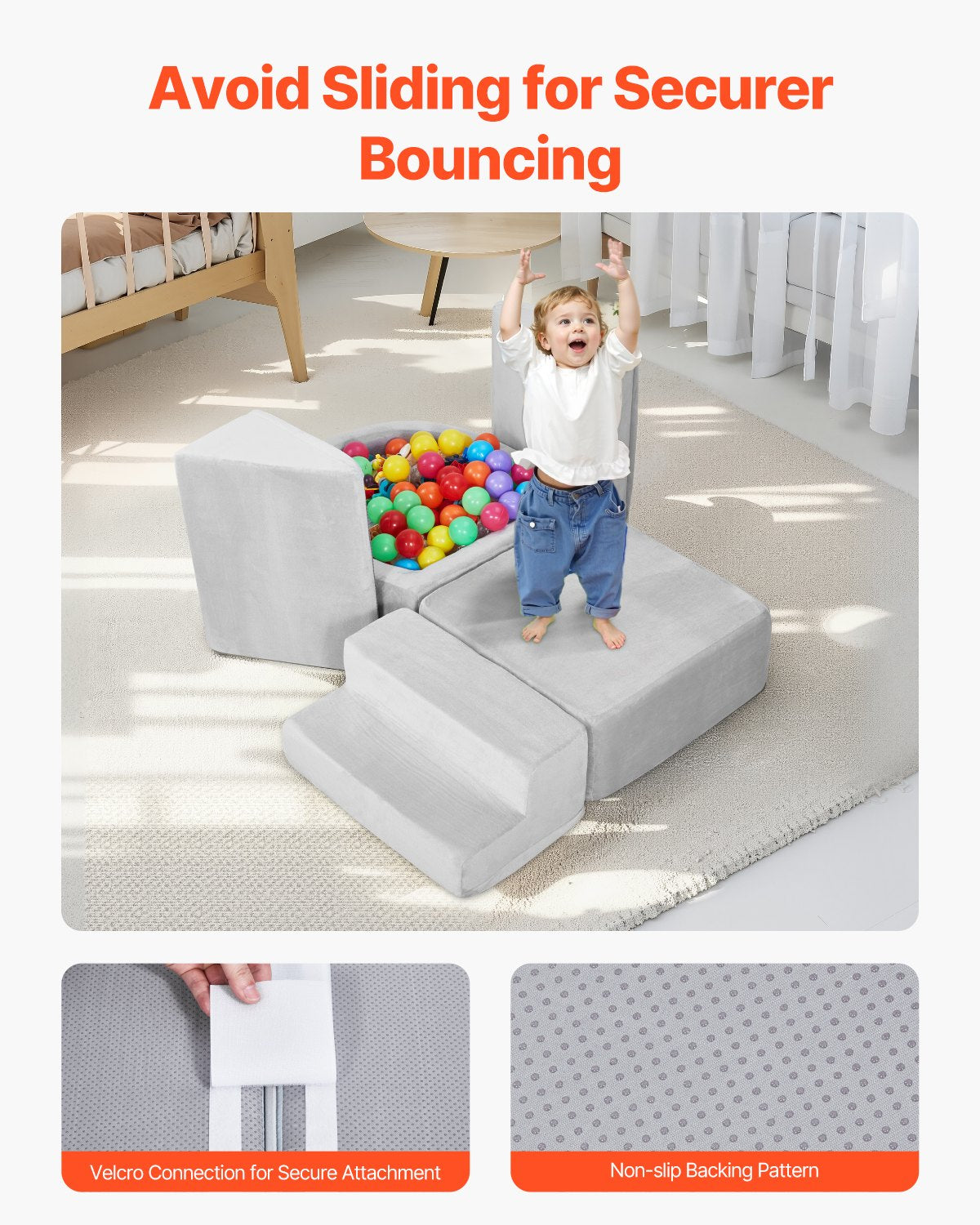 VEVOR Climbing Toys, 5-Piece Set, Foam Climbing Blocks for Toddlers 6 Months to 3 Years, Baby Climbing Blocks with Ball Pit Balls Not Included , Indoor Climb and Crawl Activity Playset for Crawling