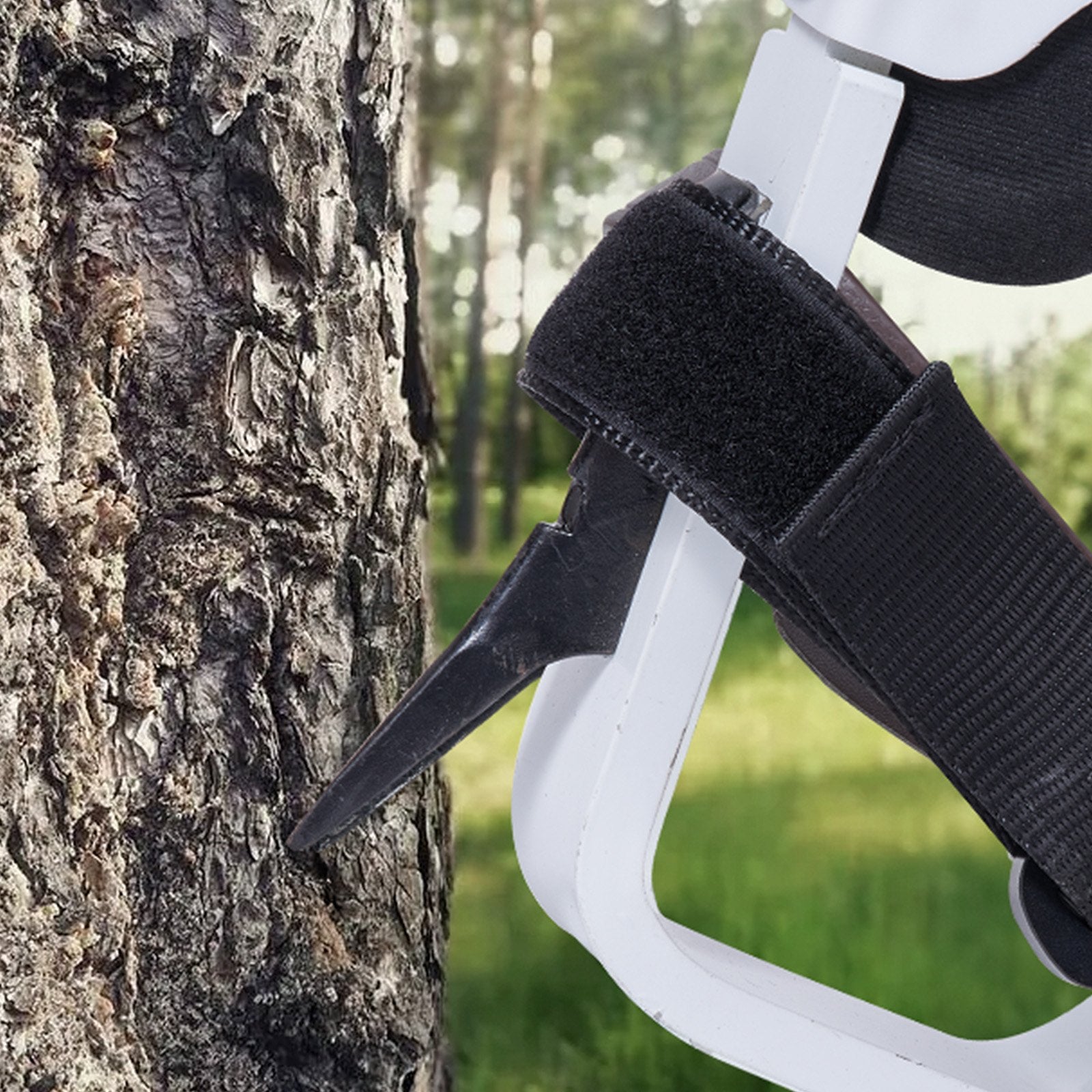 VEVOR Tree Climbing Spikes, 1 Pair Aluminum Climbing Spurs, 350lbs Load Capacity Tree Climbing Gear with Straps and Spike Protectors, Arborist Equipment for Climbers, Hunting, Fruit Picking, White