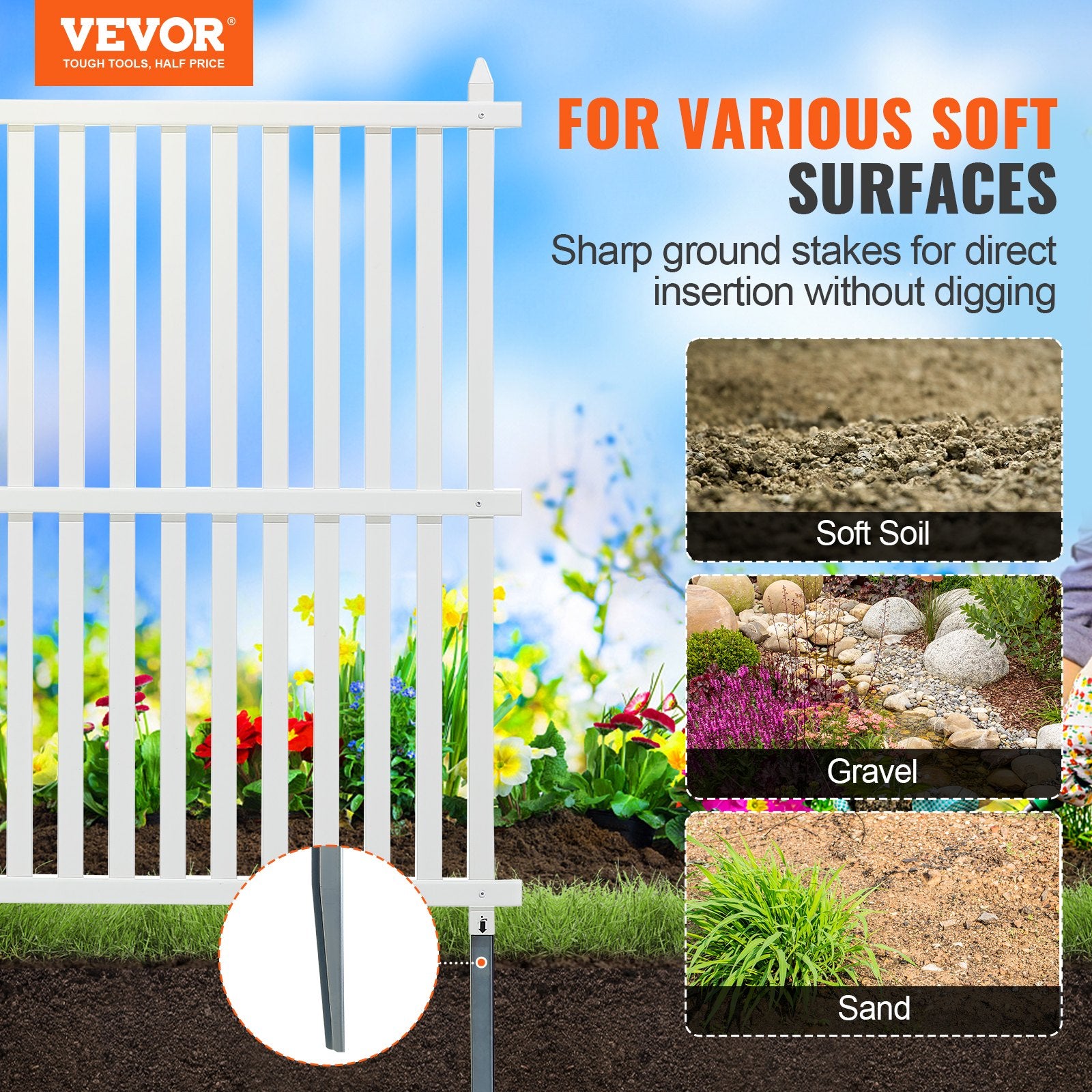 VEVOR 1.22m W x 1.22m H Vinyl Privacy Fence Panels, Air Conditioner Fence, Outdoor Privacy Screens for Trash Can, Pool Equipment Enclosure, Privacy Screen Kit Strip Panels 2 Panels