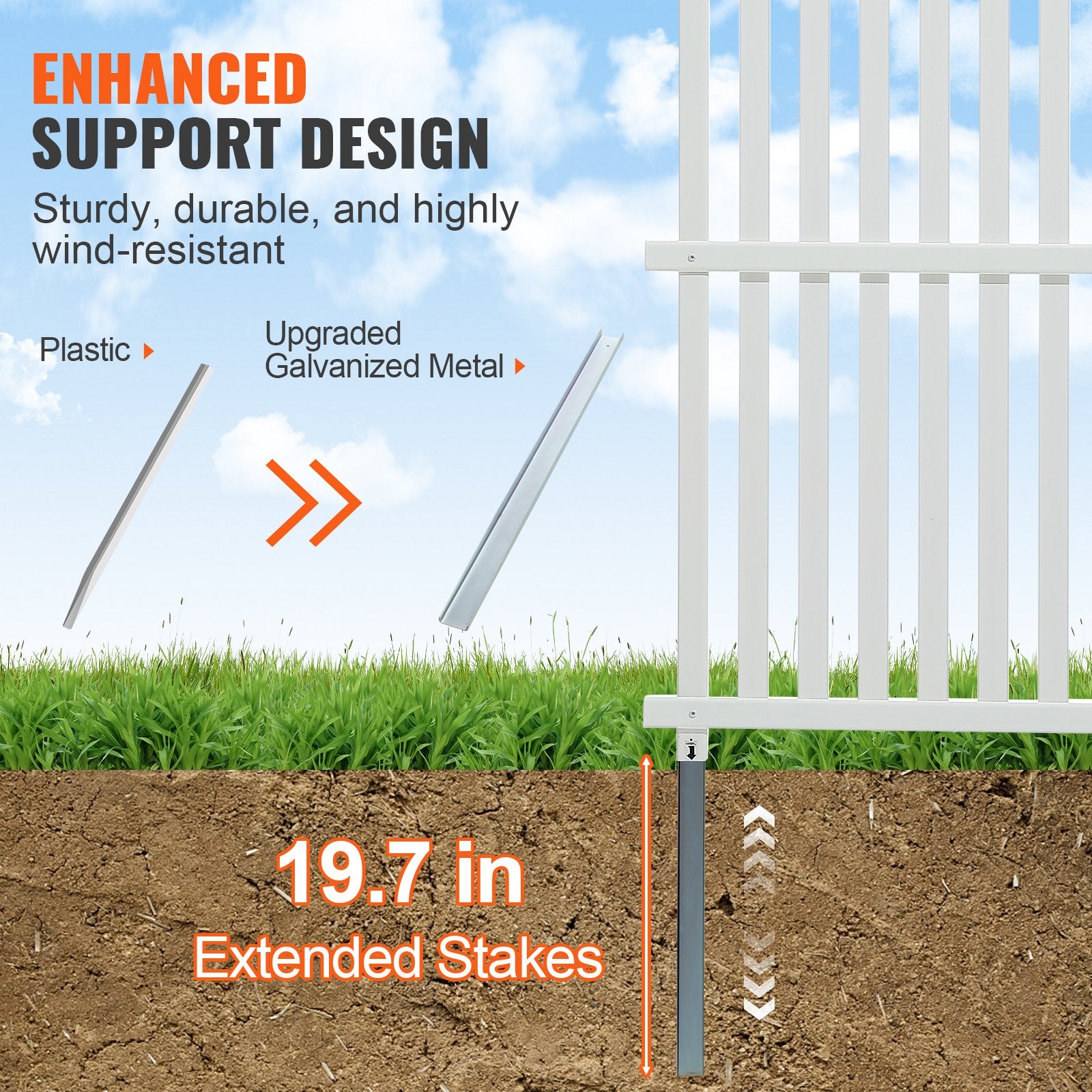 VEVOR 1.22m W x 1.22m H Vinyl Privacy Fence Panels, Air Conditioner Fence, Outdoor Privacy Screens for Trash Can, Pool Equipment Enclosure, Privacy Screen Kit Strip Panels 2 Panels