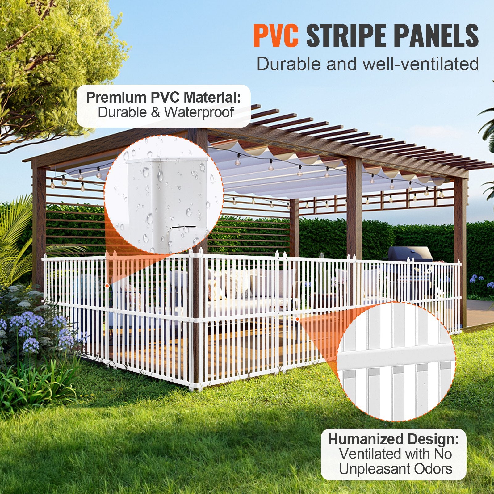 VEVOR 1.22m W x 1.22m H Vinyl Privacy Fence Panels, Air Conditioner Fence, Outdoor Privacy Screens for Trash Can, Pool Equipment Enclosure, Privacy Screen Kit Strip Panels 2 Panels