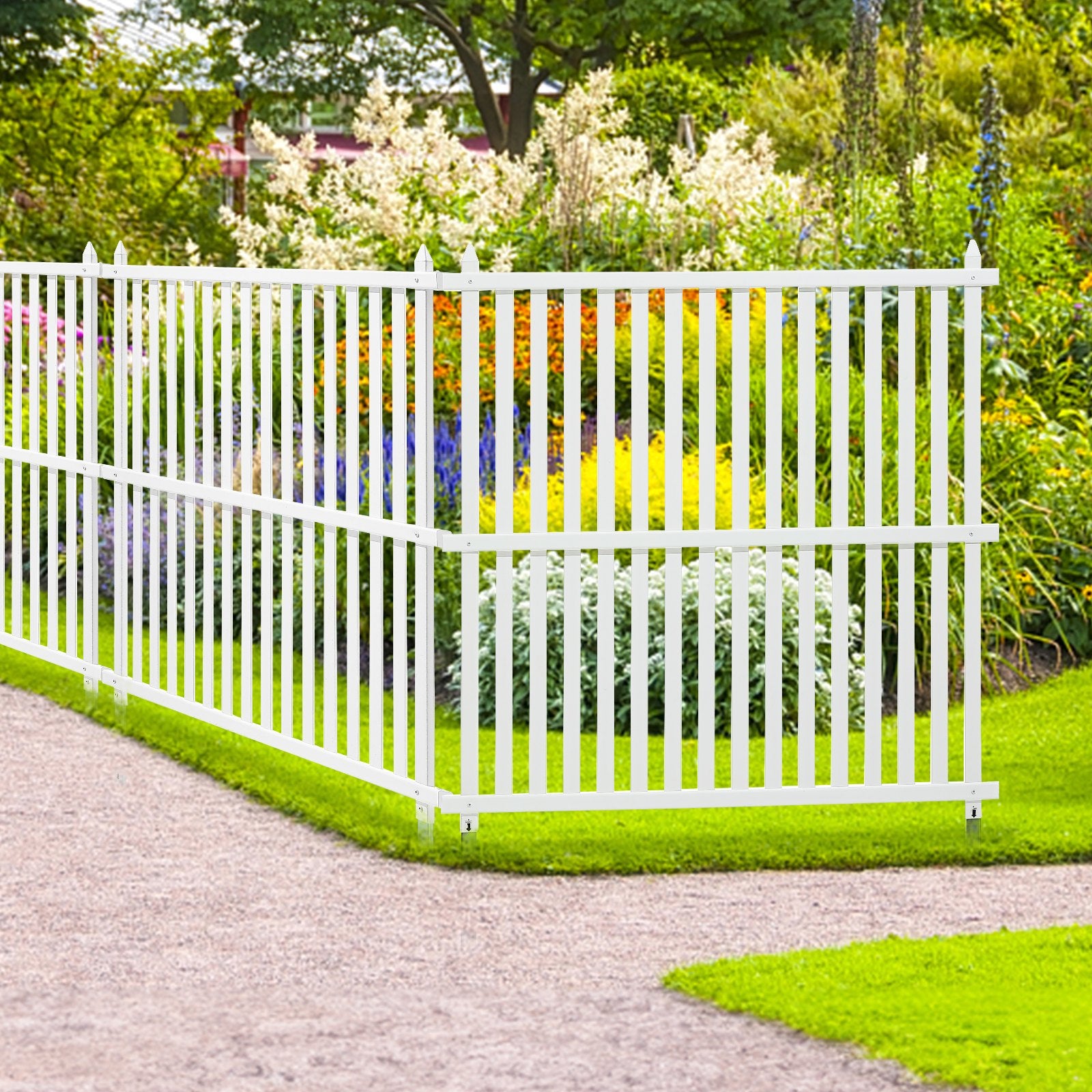 VEVOR 1.22m W x 1.22m H Vinyl Privacy Fence Panels, Air Conditioner Fence, Outdoor Privacy Screens for Trash Can, Pool Equipment Enclosure, Privacy Screen Kit Strip Panels 2 Panels