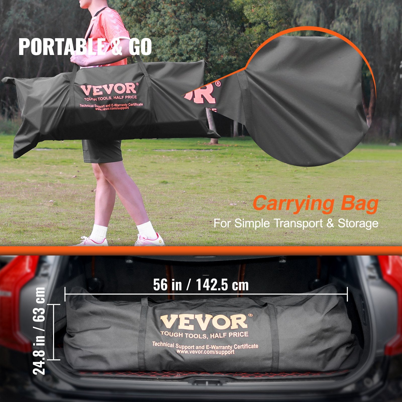 VEVOR Portable Soccer Goal, 3.7x1.8M Soccer Net, Adults Kids Backyard Soccer Net, Large Practice Soccer Net, Youth Training Soccer Goal Set, All-Weather Outdoor Soccer Goals with Carry Bag, 1 Pack