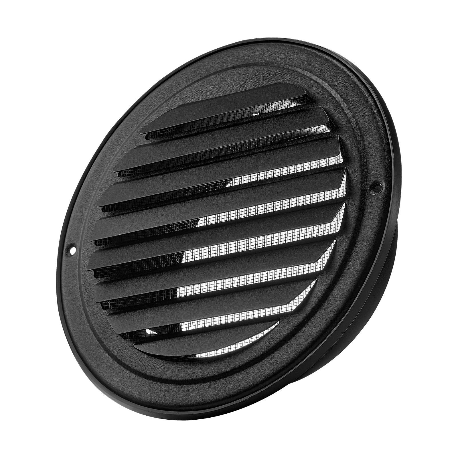 VEVOR 145 mm Wall Vent Cover, Louvered Round AC Vent Gable Cover, Premium Stainless Steel & with Built-in a Protection Screen, for House,Bathroom,Garage,Kitchen,Basement 2 Pack, Black