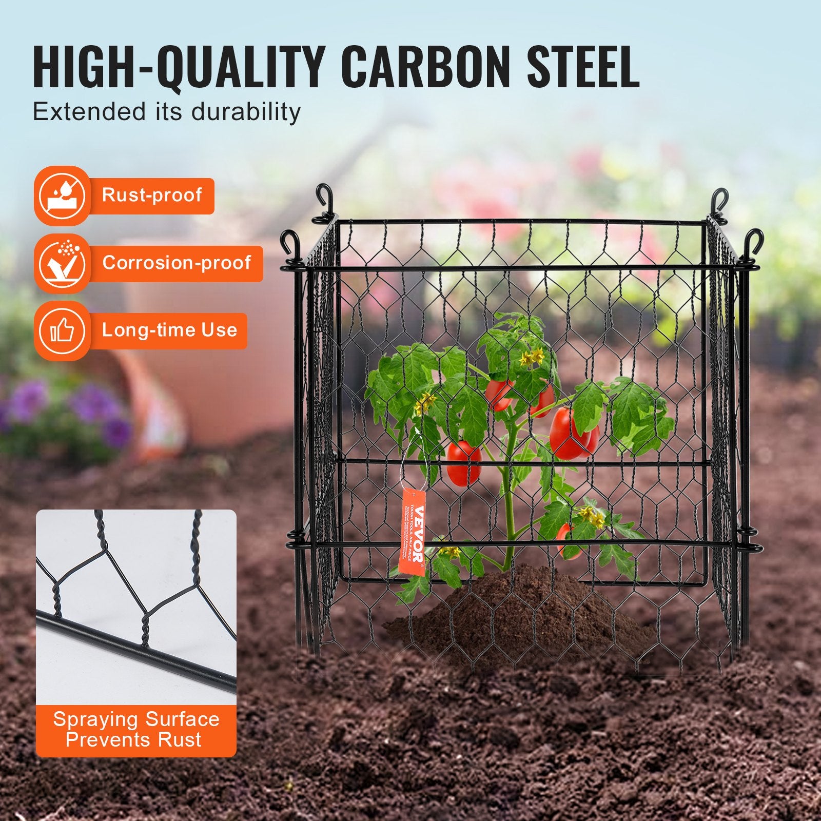VEVOR 4 Pack Plant Protector from Animals, 13.4'' x 13.4'' Chicken Wire Plant Protector, Plant Cages for Outdoor Plants, Flowers & Vegetables, Keeps Bunny Chicken Squirrels Out, 16pcs Metal Mesh