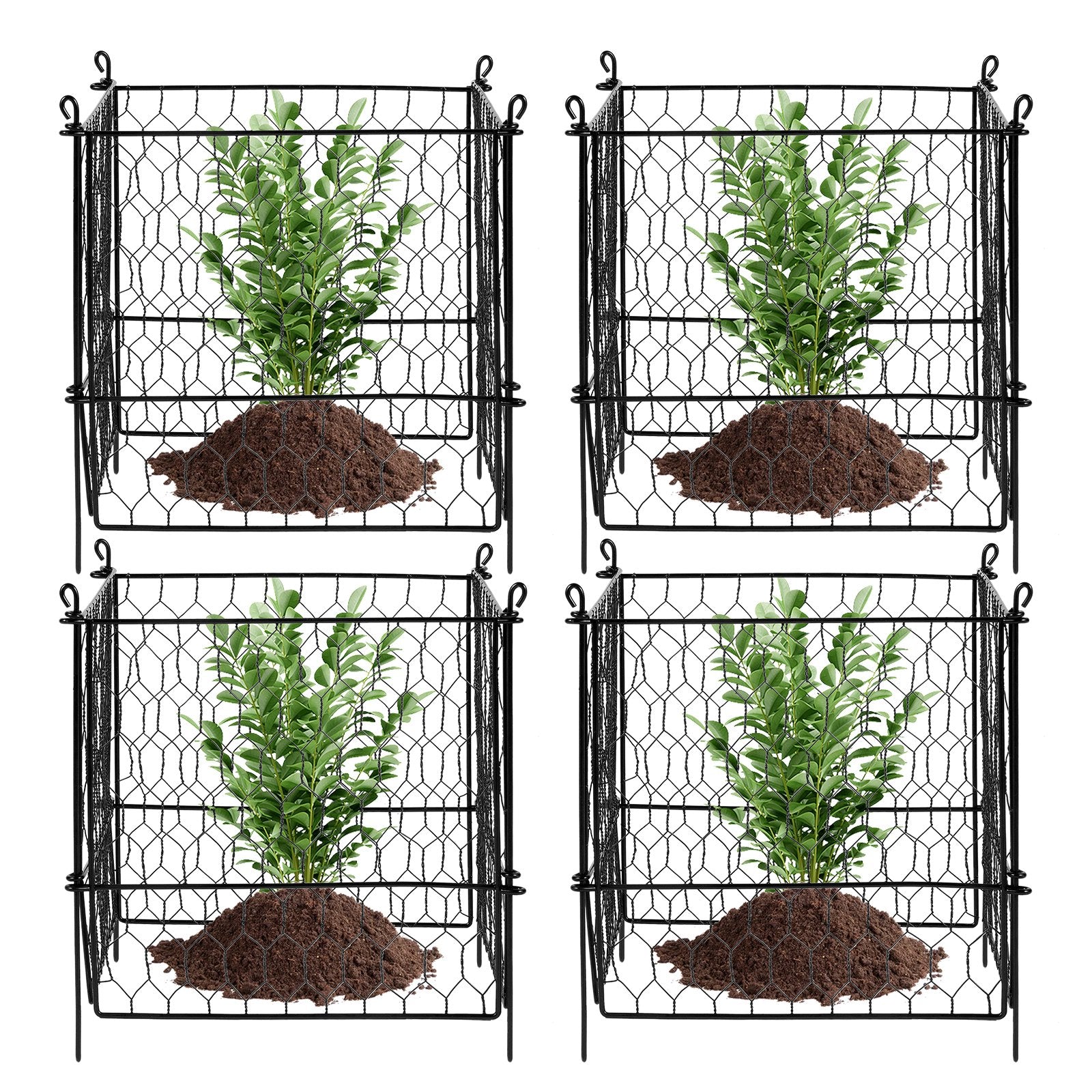 VEVOR 4 Pack Plant Protector from Animals, 13.4'' x 13.4'' Chicken Wire Plant Protector, Plant Cages for Outdoor Plants, Flowers & Vegetables, Keeps Bunny Chicken Squirrels Out, 16pcs Metal Mesh