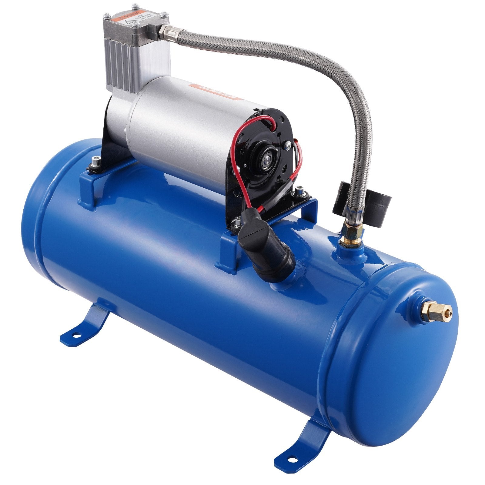 VEVOR 12V Air Compressor with Tank 1.6 Gallon/6 L, Train Horn Air Compressor, 120 psi Working Pressure Onboard Air Compressor System for Train Air Horns, Inflating Tires, Air Mattresses