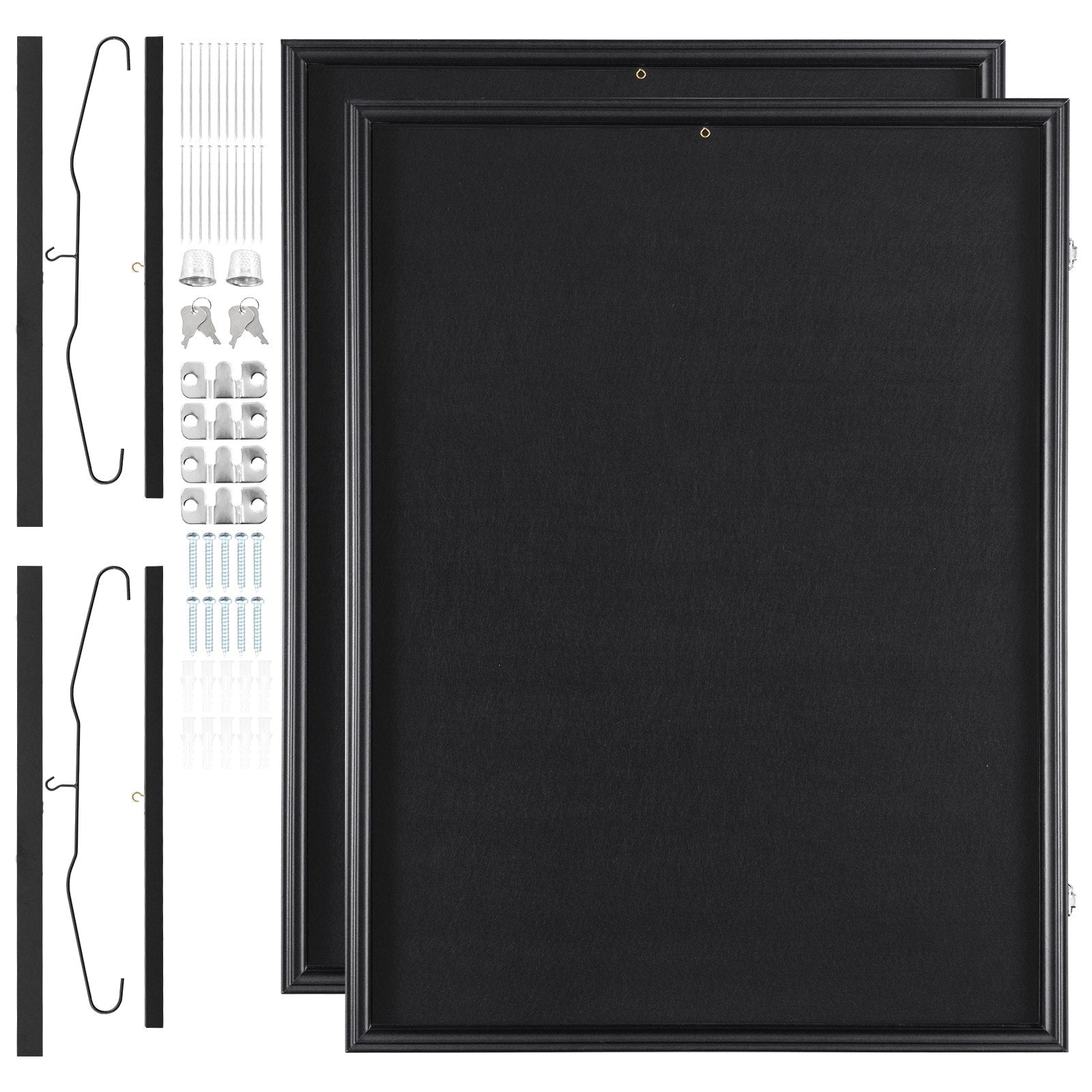 VEVOR 2PCs Jersey Display Frame Case, 590 x 790 x 40 mm, Large Lockable Sport Jersey Shadow Box with 98% UV Protection PC Glass and Hangers, for Baseball Basketball Football Hockey Shirt and Uniform