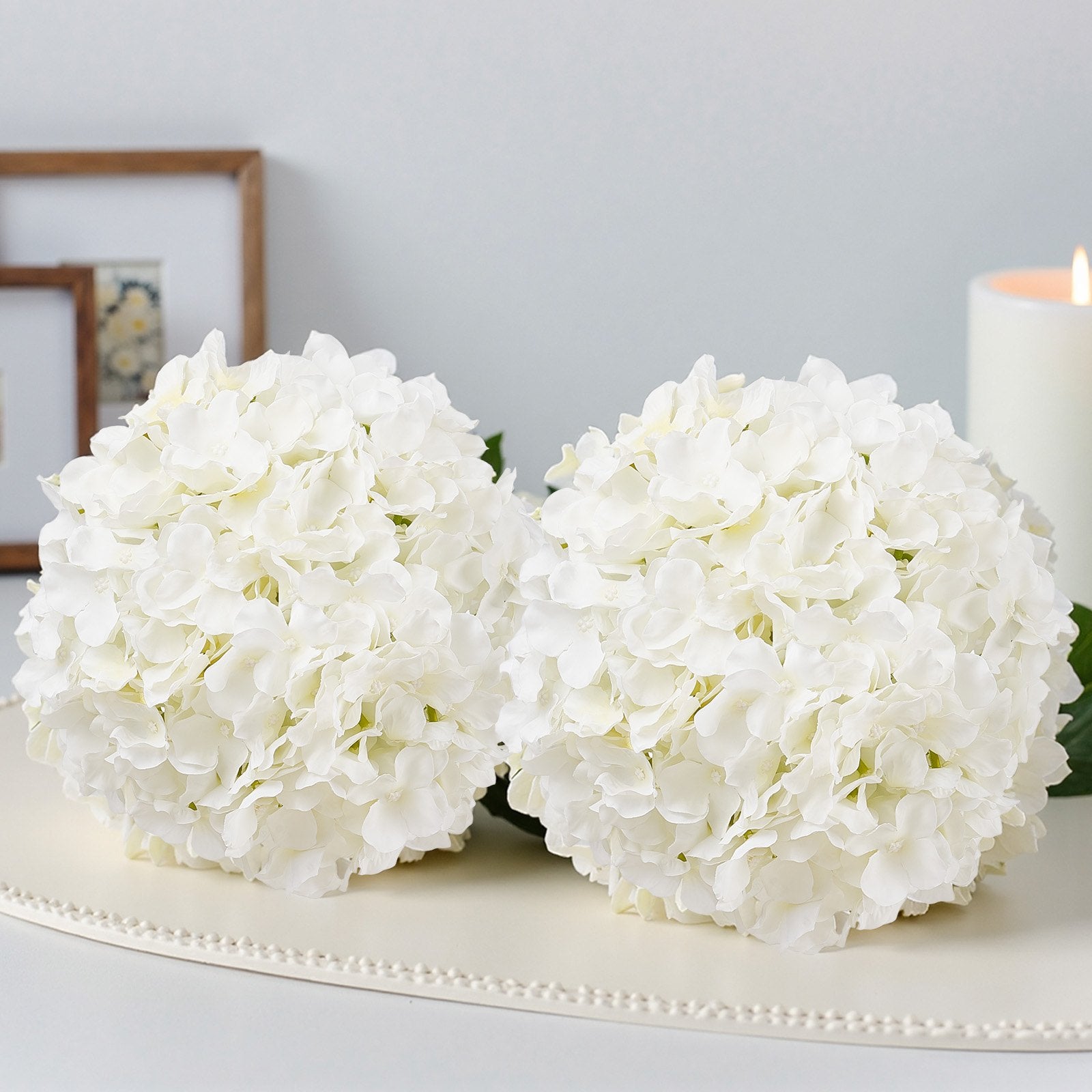 VEVOR Artificial Flowers, 105 pcs Real Looking White Silk Fake Hydrangea Bulk, White Faux Bridal Shower with Stems for DIY Wedding Bouquets, Home Centerpieces Arrangements, Party Tables Decorations
