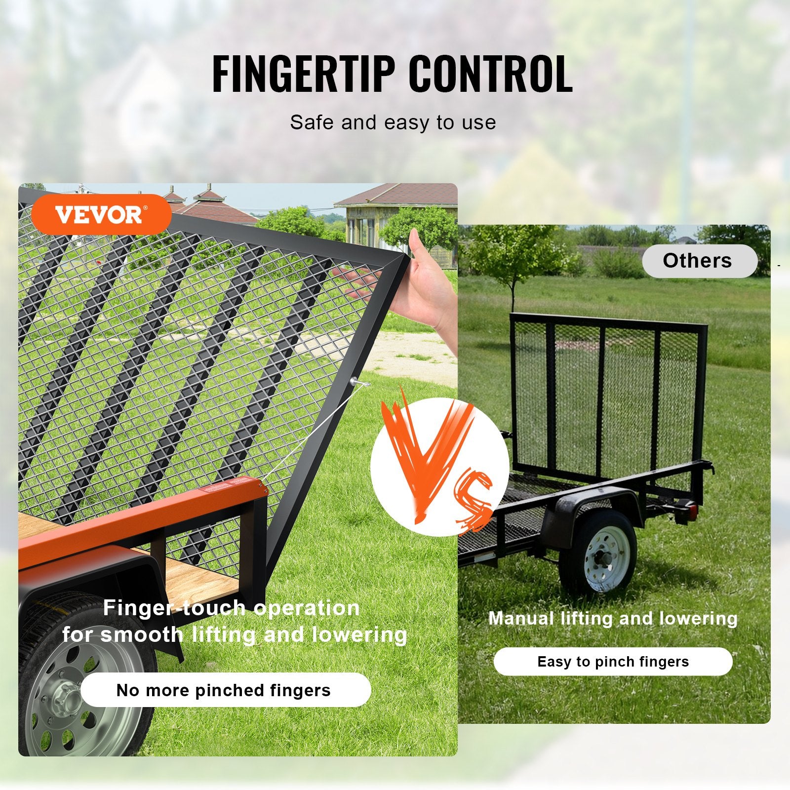 VEVOR 2-Sided Trailer Tailgate Lift Assist, 163 kg Load Capacity, Compatible with Open Utility Trailer Tailgate and Ramp, with 25.4-61 cm Heights Side Rail and 1.22-1.83 m Height Tail Gate or Ramp