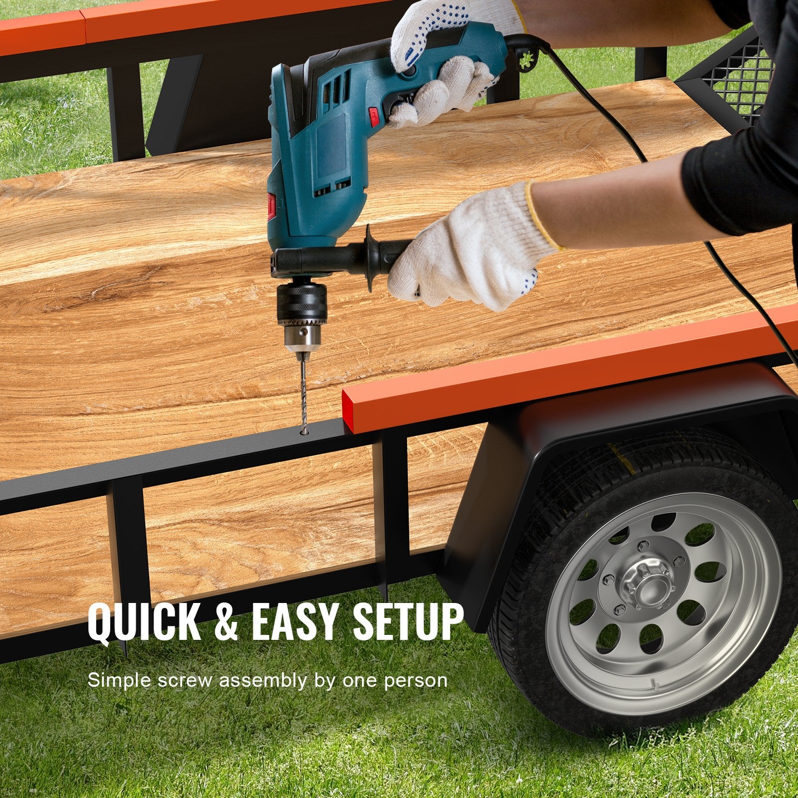 VEVOR 2-Sided Trailer Tailgate Lift Assist, 163 kg Load Capacity, Compatible with Open Utility Trailer Tailgate and Ramp, with 25.4-61 cm Heights Side Rail and 1.22-1.83 m Height Tail Gate or Ramp
