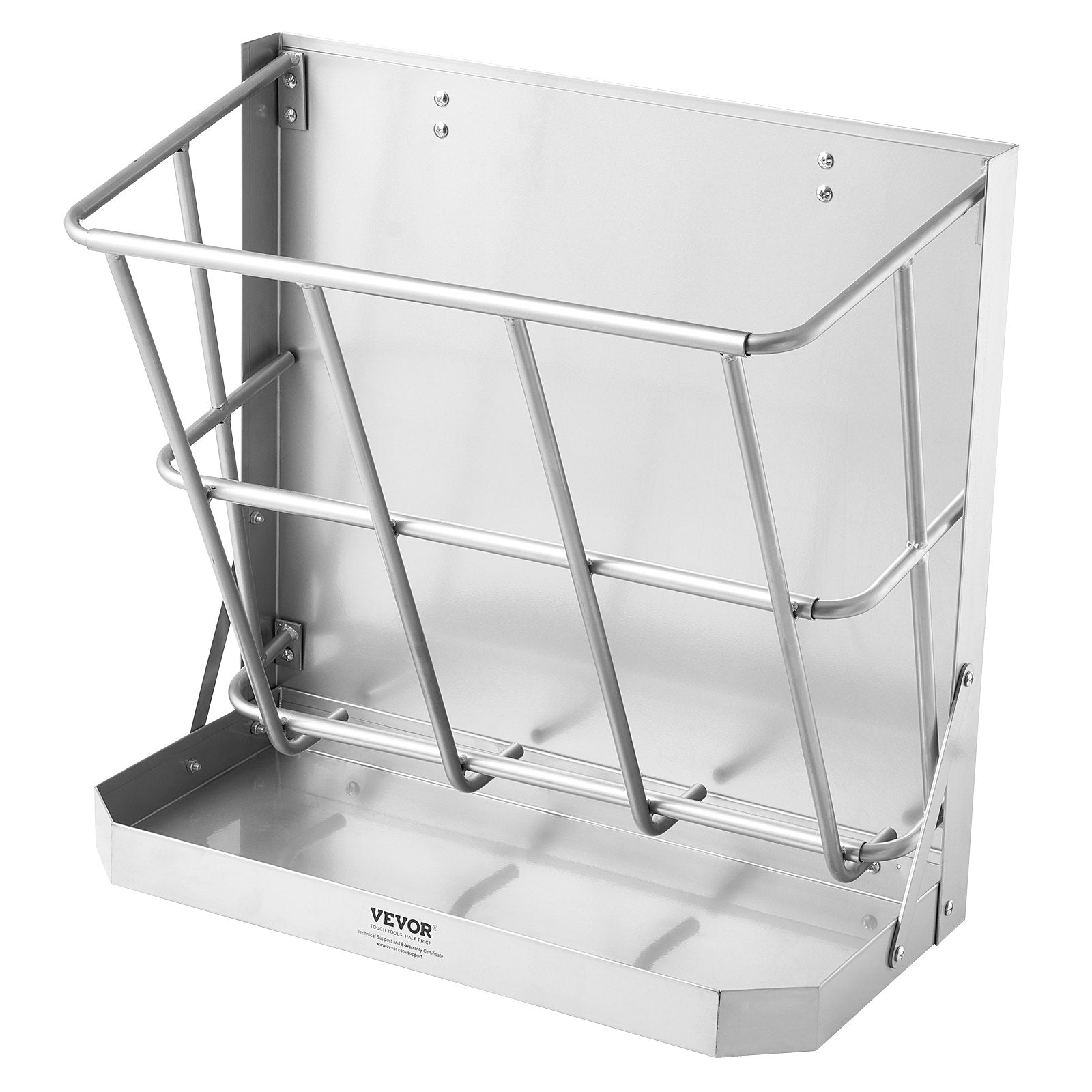 VEVOR Goat Hay Feeder, 21 Gallons Large Capacity, 2 in 1 Hay and Grain Feeder, Wall Mounted Livestock Feeder with Feed Tray, Multiple Sided Goat Hay Rack, Sturdy Steel Hay Rack for Sheep Horses