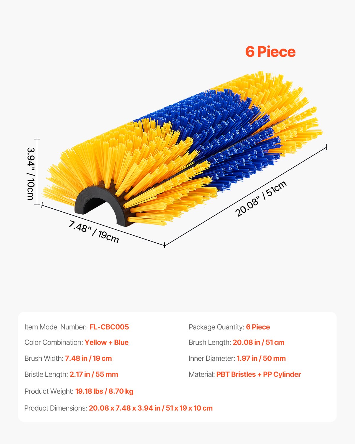 VEVOR Livestock Scratching Brush, 6 Pcs Horse Brush with 12 Screws, 20 x 7.5 in Cow Scratcher, for Back Itch Relief & Keep Cleaning, Grooming & Scratching Post Brush for Horse, Pig, Cattle Supplies