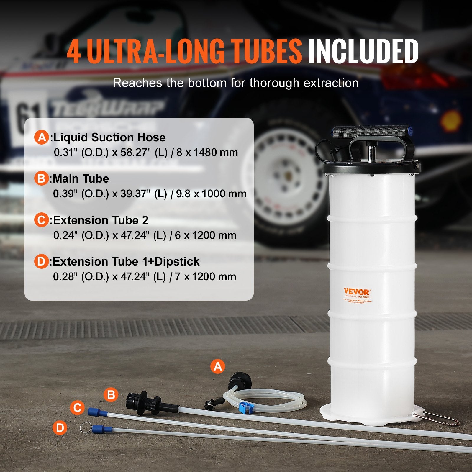 VEVOR Fluid Extractor, 6.5 Liters Capacity, Manual Hand-Operated Oil Changer Vacuum Fluid Extractor with Dipstick and Suction Hose, Oil Extractor Change Pump for Automotive Fluids Vacuum Evacuation