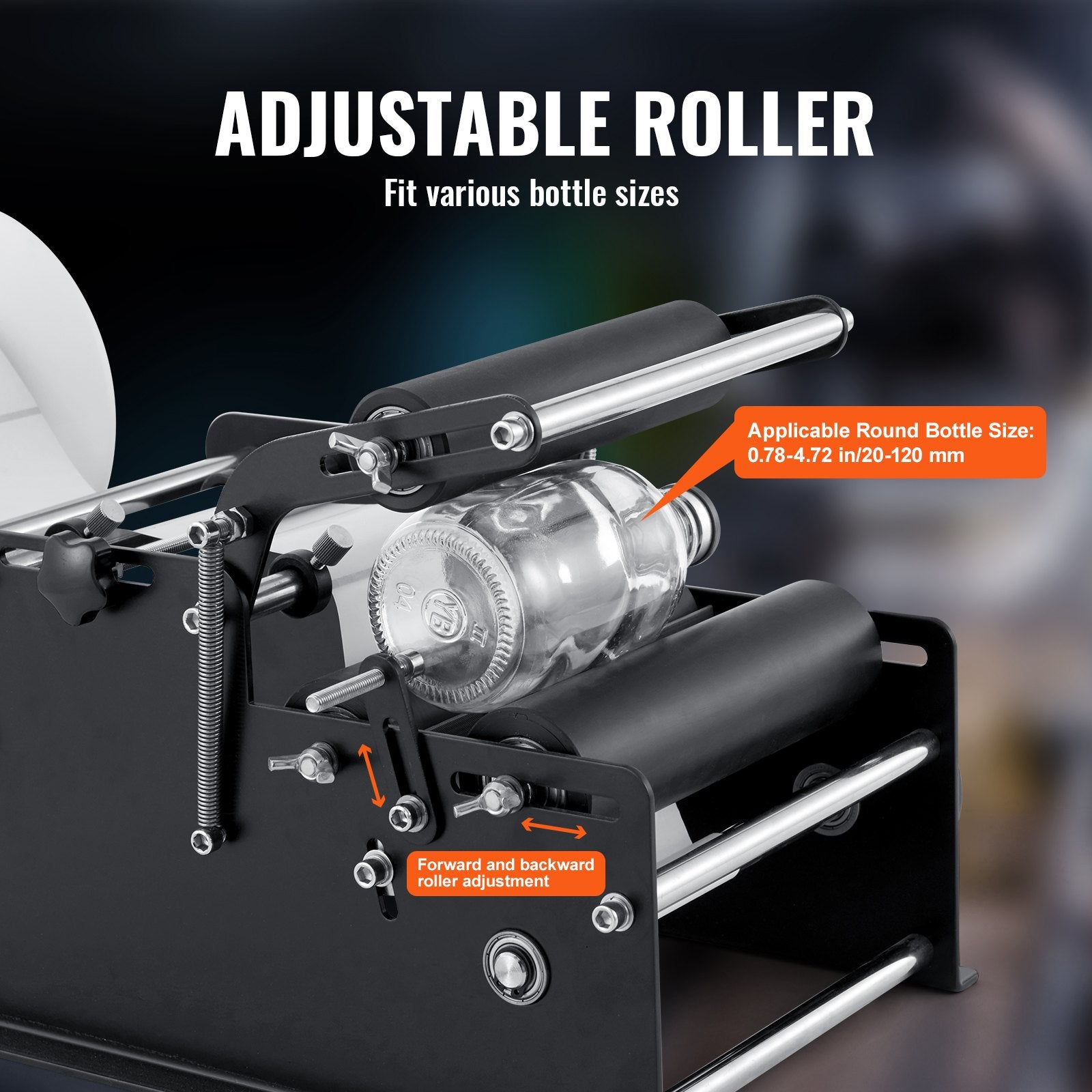 VEVOR Manual Round Labeling Machine, 15-20pcs/min, Bottle Label Applicator for Round Bottles, Adjustable Manual Round Bottle Labeler Suitable for Round Bottle Diameter 20-120 mm with Pressing Bar