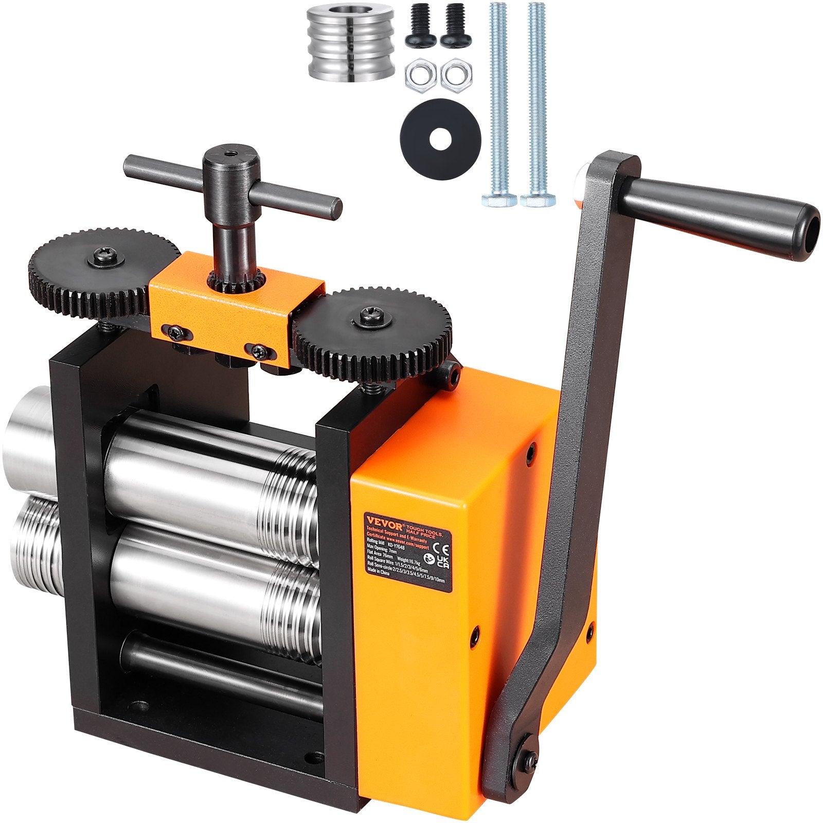 VEVOR Rolling Mill, 2.95"/75 mm Jewelry Rolling Mill Machine, 1: 2 Gear Ratio, 3-in-1 Multi-function Rolling Mill, 0.03-6.5mm Press Thickness for Metal Jewelry Making Sheet Square Wire Semicircle