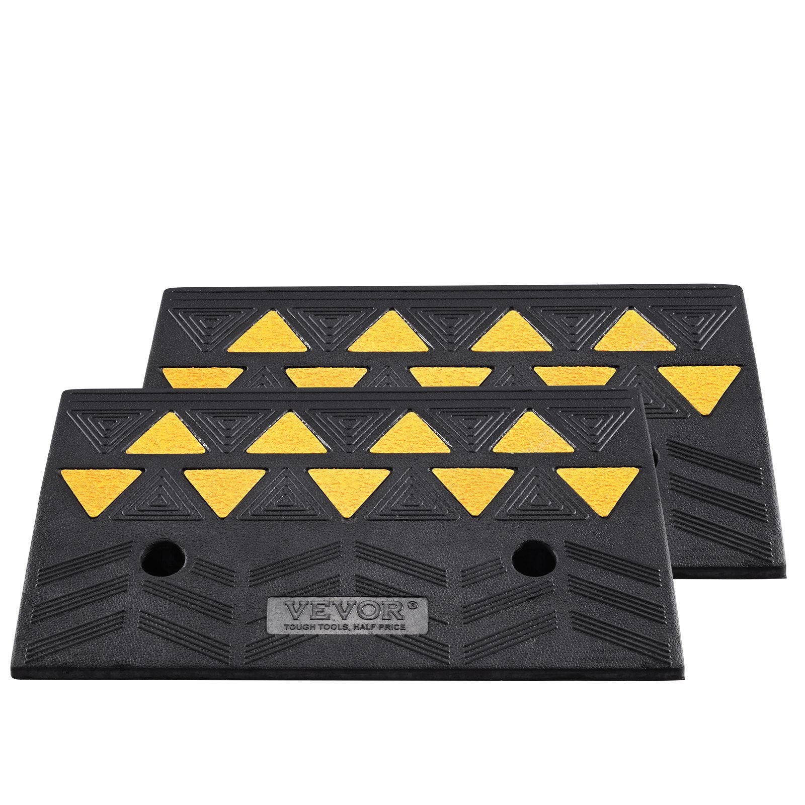 VEVOR Rubber Curb Ramp 2 Pack, 12.7 cm Rise Height Heavy-Duty 15 tons Load Capacity Threshold Ramps, Driveway Ramps with Stable Grid Structure for Cars, Wheelchairs, Bikes, Motorcycles