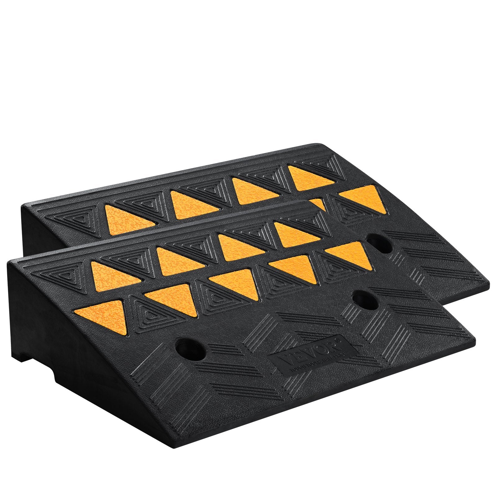 VEVOR Rubber Curb Ramp 2 Pack, 12.7 cm Rise Height Heavy-Duty 15 tons Load Capacity Threshold Ramps, Driveway Ramps with Stable Grid Structure for Cars, Wheelchairs, Bikes, Motorcycles