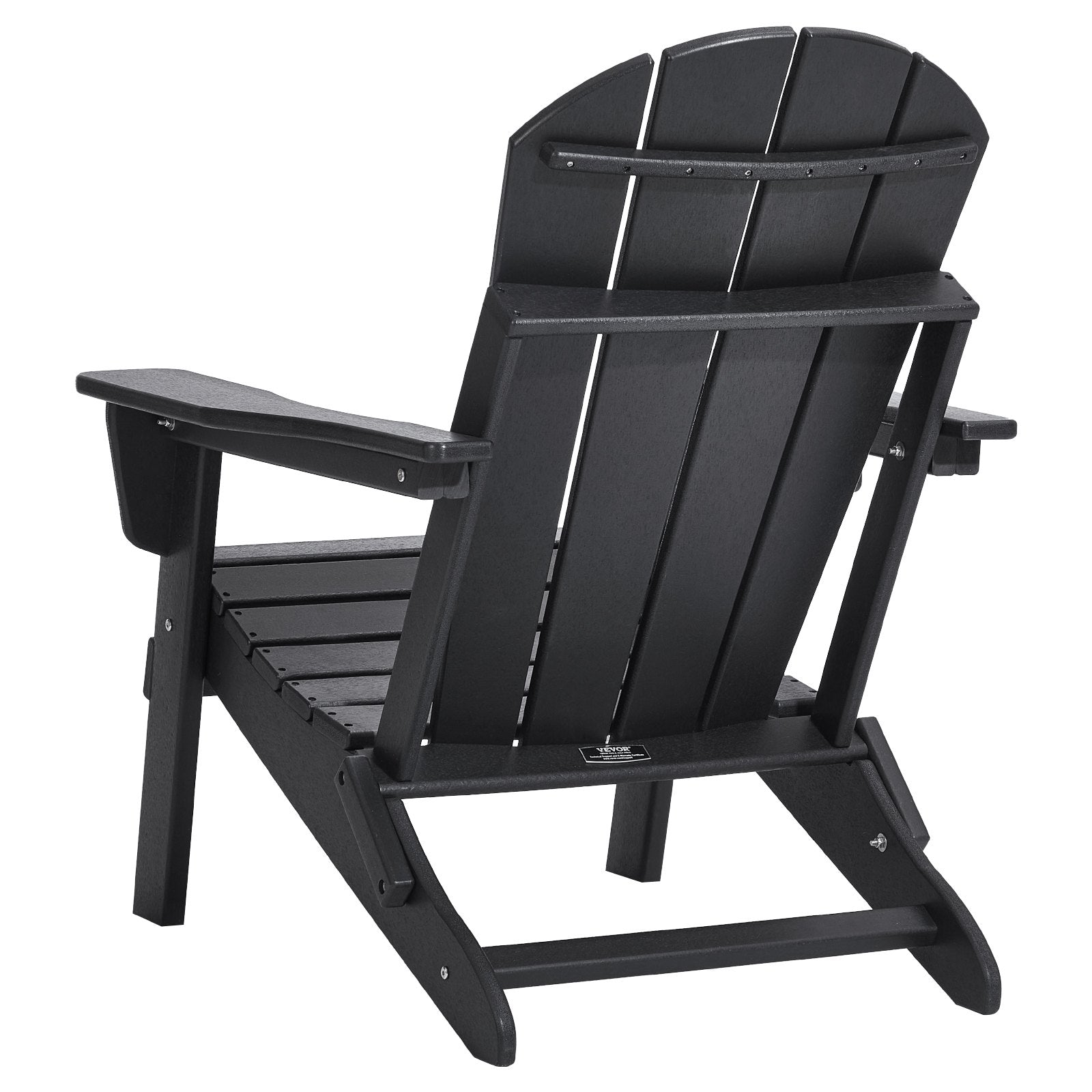 VEVOR Adirondack Chair Plastic, Set of 2 All-Weather Portable Folding Fire Pit Chair, Outdoor Adirondack Patio Chair with Cup Holder, with Relaxing Arm Rest Ergonomic, for Garden, Backyard - Black