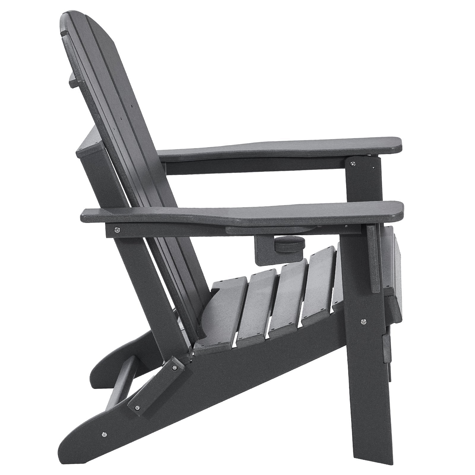 VEVOR Adirondack Chair Plastic, Set of 2 All-Weather Portable Folding Fire Pit Chair, Outdoor Adirondack Patio Chair with Cup Holder, with Relaxing Arm Rest Ergonomic, for Garden, Backyard - Gray