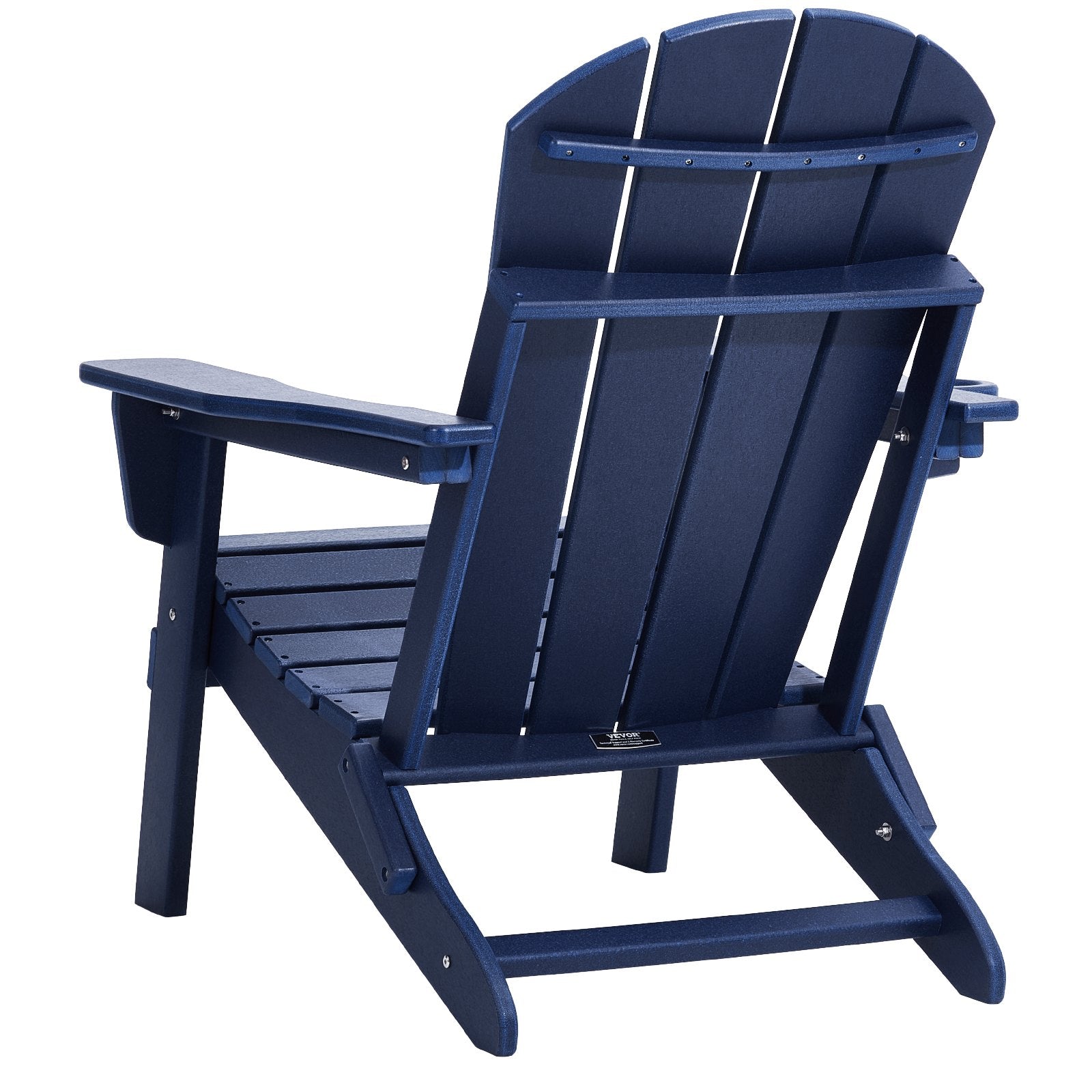 VEVOR Adirondack Chair Plastic, Set of 2 All-Weather Portable Folding Fire Pit Chair, Outdoor Adirondack Patio Chair with Cup Holder, with Relaxing Arm Rest Ergonomic, for Garden, Backyard Navy Blue