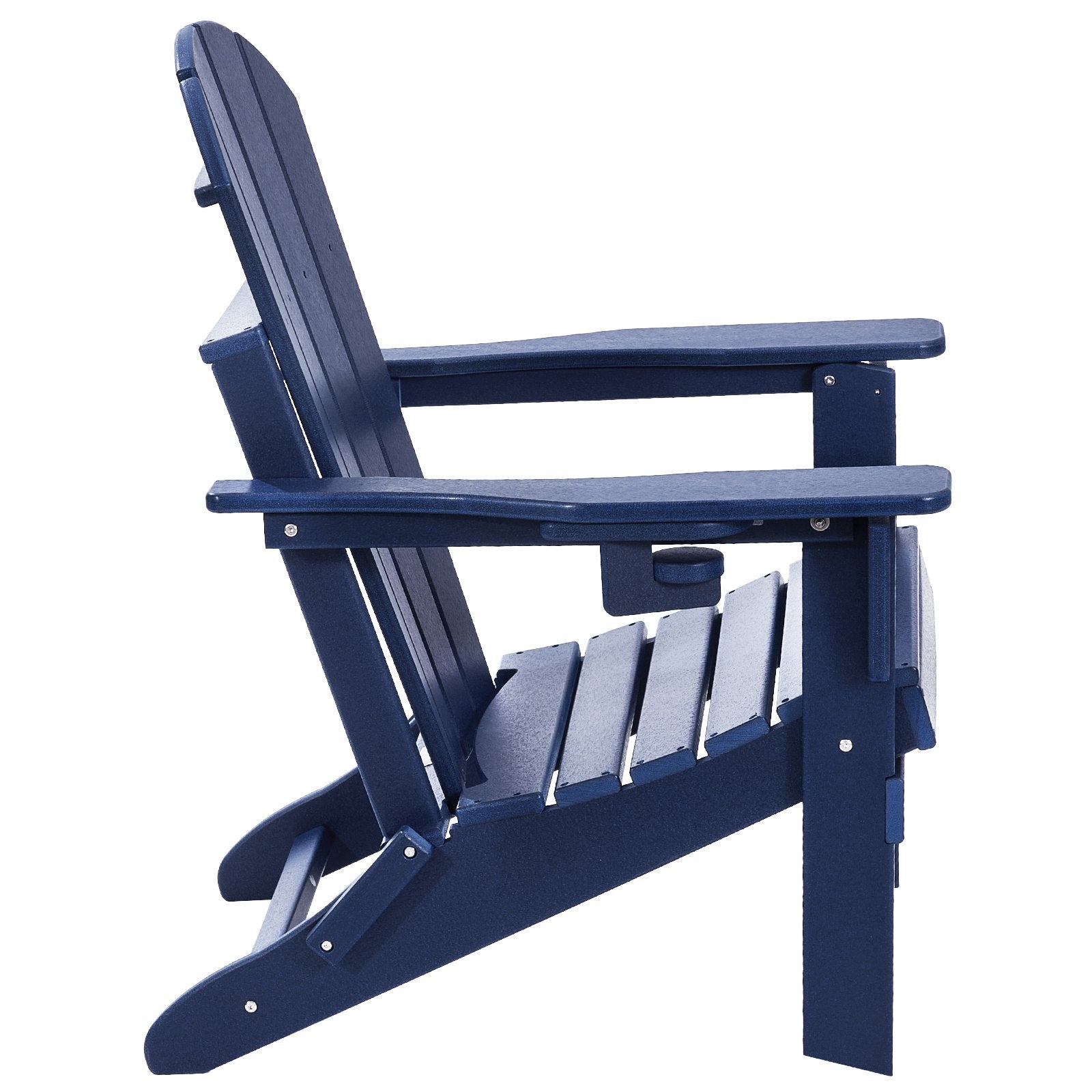 VEVOR Adirondack Chair Plastic, Set of 2 All-Weather Portable Folding Fire Pit Chair, Outdoor Adirondack Patio Chair with Cup Holder, with Relaxing Arm Rest Ergonomic, for Garden, Backyard Navy Blue