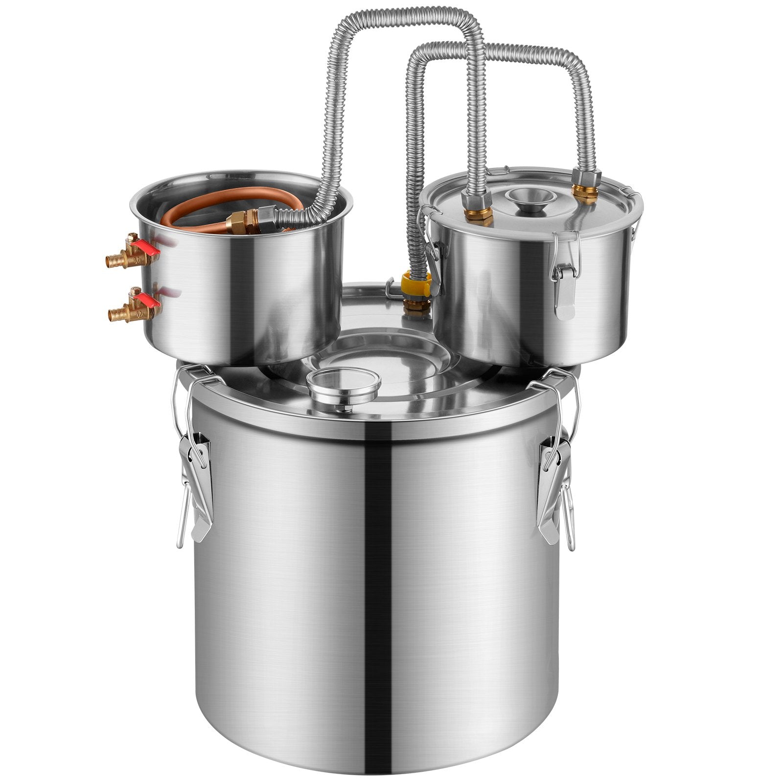 VEVOR Alcohol Still, 5 Gal / 19 L Stainless Steel Water Alcohol Distiller with Copper Coil for Fast Cooling, Dual Condenser Distiller Kit with Secondary Distillation, for Wine Whisky Brandy, Silver