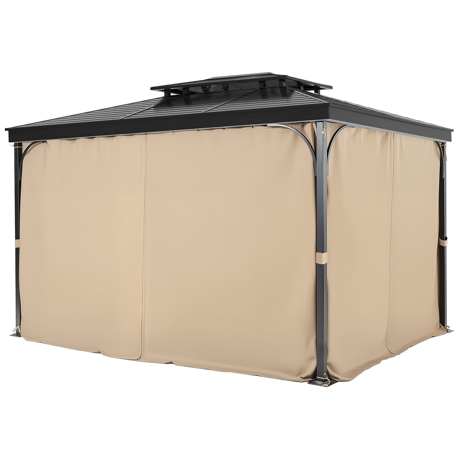 VEVOR Gazebo Curtains Outdoor, Fit Most 10' x 10' x 6.7' Gazebos, 4-Panel Sidewall Gazebo Privacy Curtains with Zippers, Outdoor Curtain Replacement for Patio Canopy, Only Curtain, Khaki