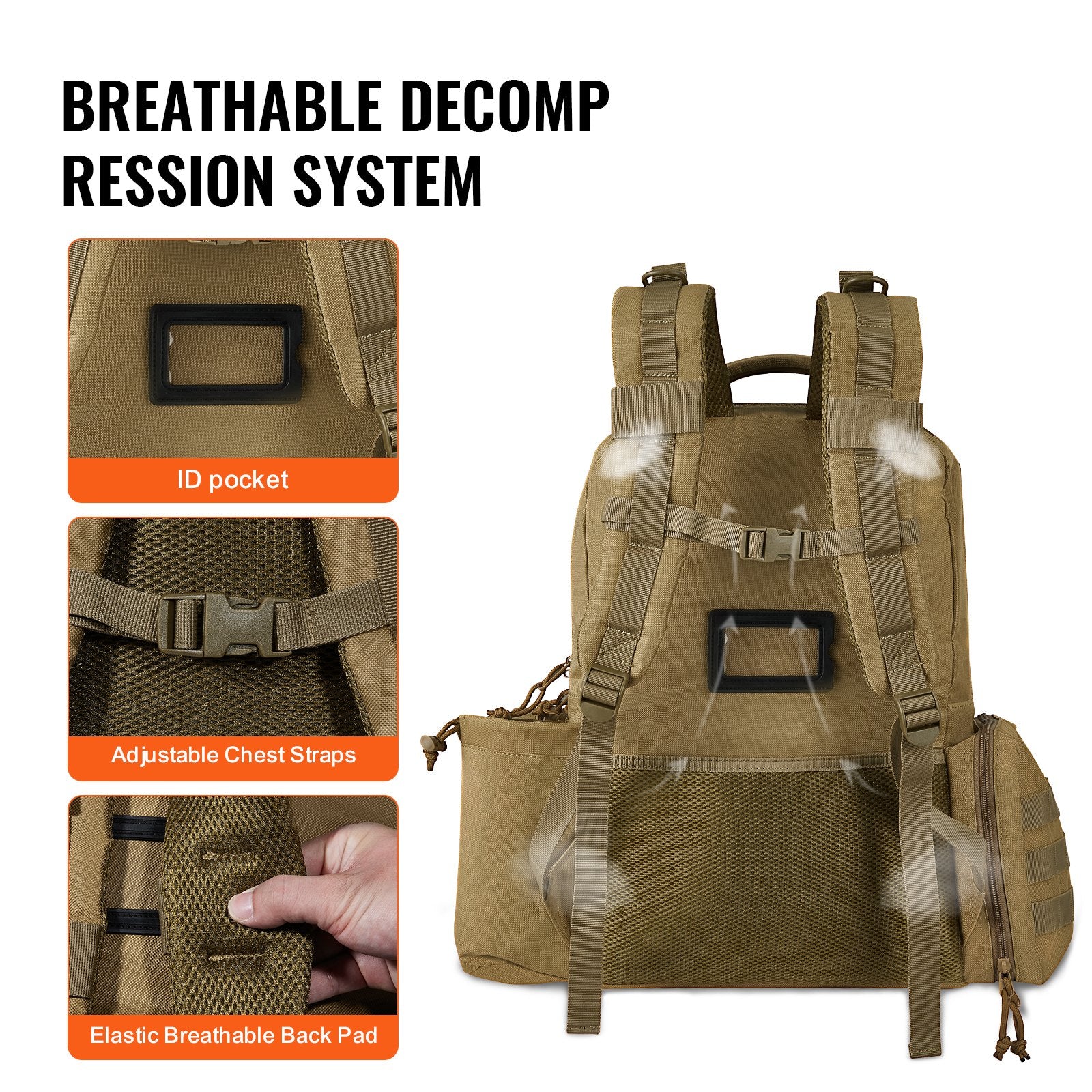 VEVOR Tactical Range Backpack for 6 Pistols, Gun Backpack with 6 Independent Pistol Bags & 10 Magazines, Pistol Backpack for Outdoor Hunting Shooting, Range Bag for Handguns Lockable Zipper, Brown