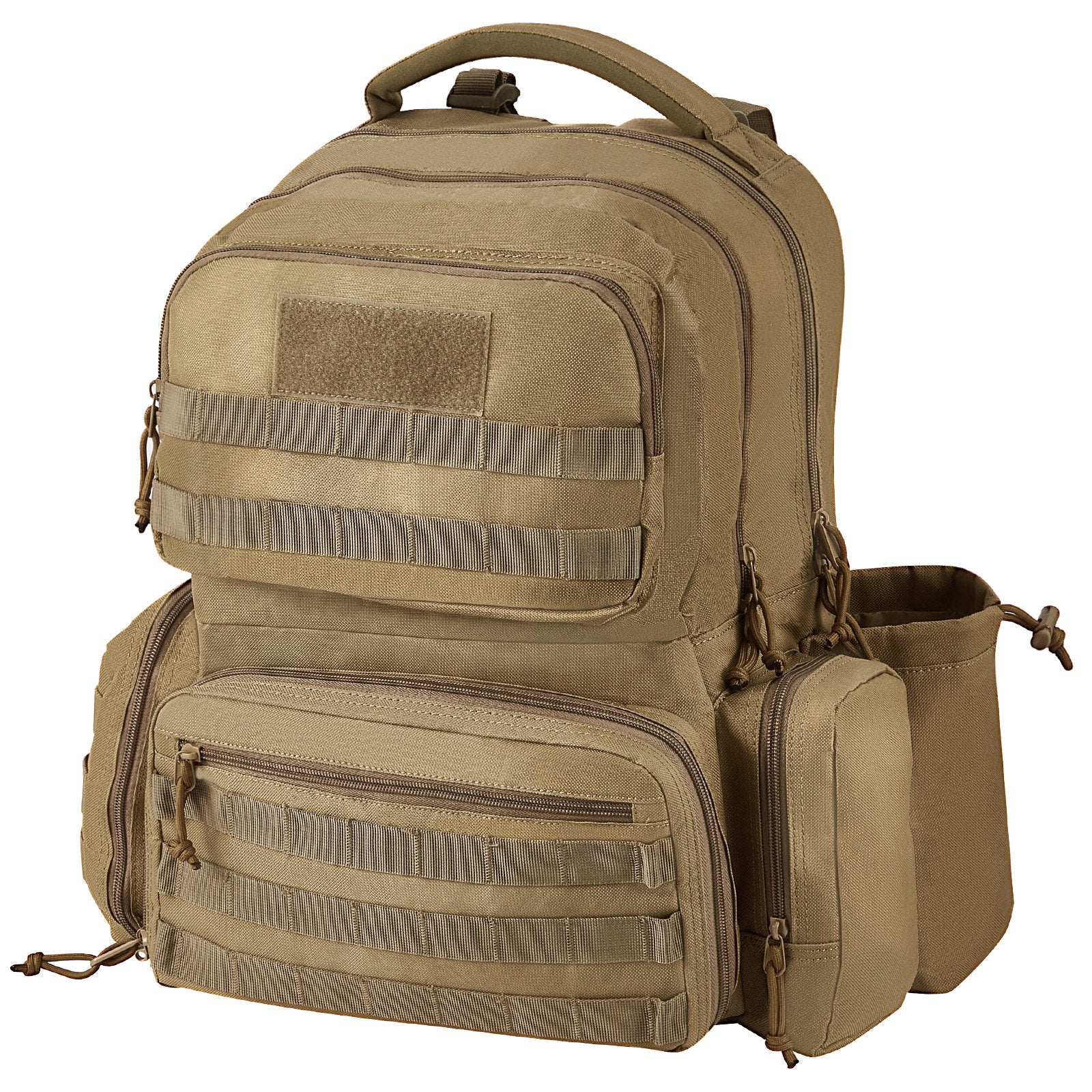 VEVOR Tactical Range Backpack for 6 Pistols, Gun Backpack with 6 Independent Pistol Bags & 10 Magazines, Pistol Backpack for Outdoor Hunting Shooting, Range Bag for Handguns Lockable Zipper, Brown