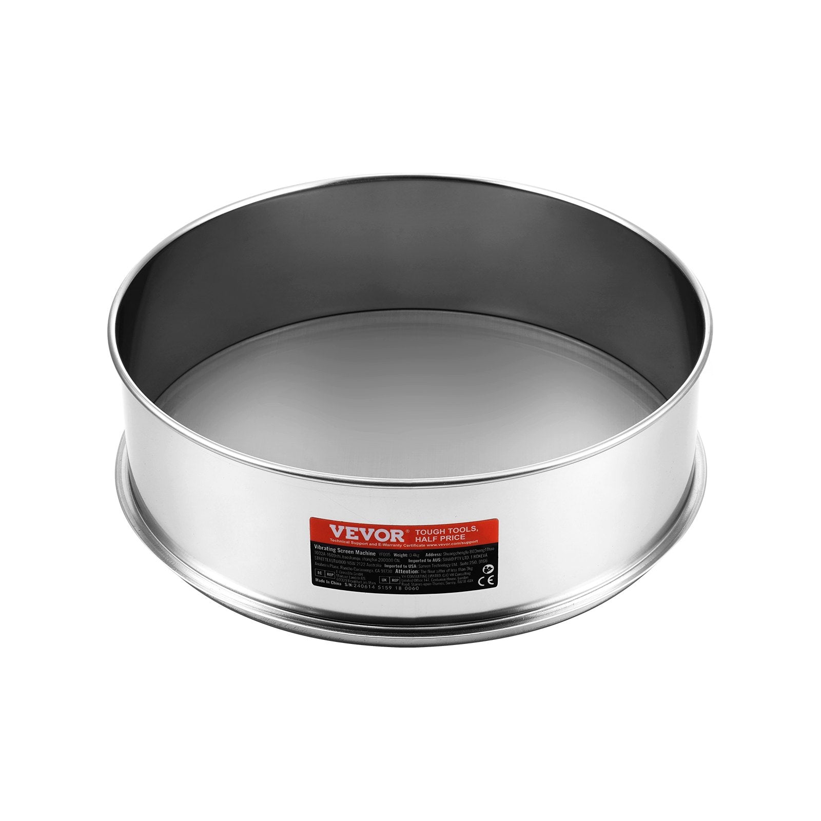 VEVOR Flour Sieve Fine Mesh, 80 Mesh Flour Sifter, 304 Stainless Steel Fine Mesh Sifter Food-grade, Dia. 12.6" Fine Mesh Strainers for Baking, 5 Sizes Mesh hole for Mungbean, Rice, Flour, Pearl Powder