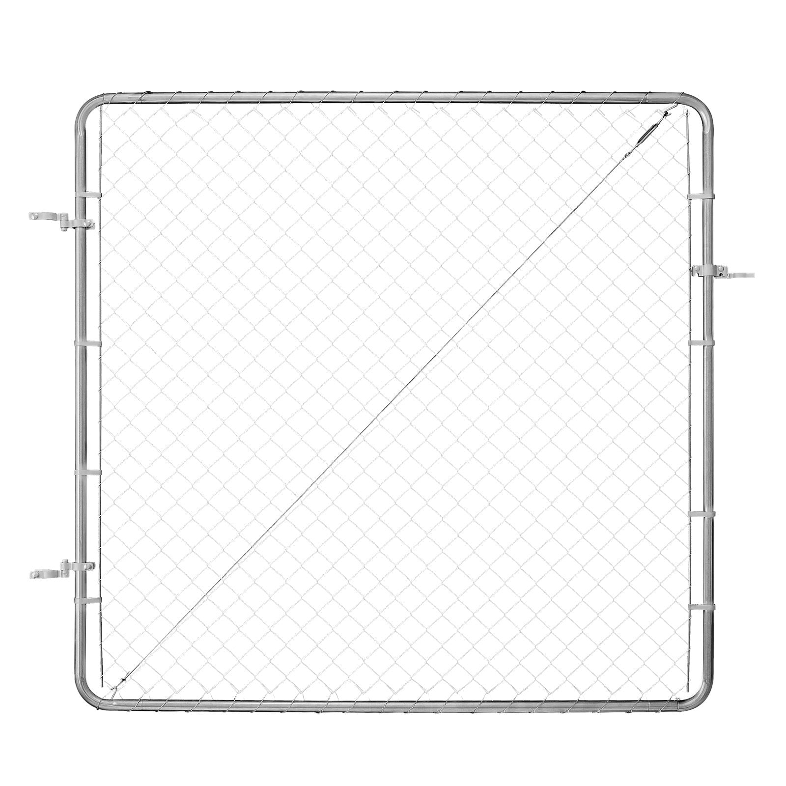VEVOR Chain Link Fence Gate, 70 x 72 in, Adjustable Chain Link Fence Panel, Fit 3 ft W x 4 ft H Garden Fence Gate Opening, Rust-Resistant Galvanized Fencing Gate for Farm Posts Not Included