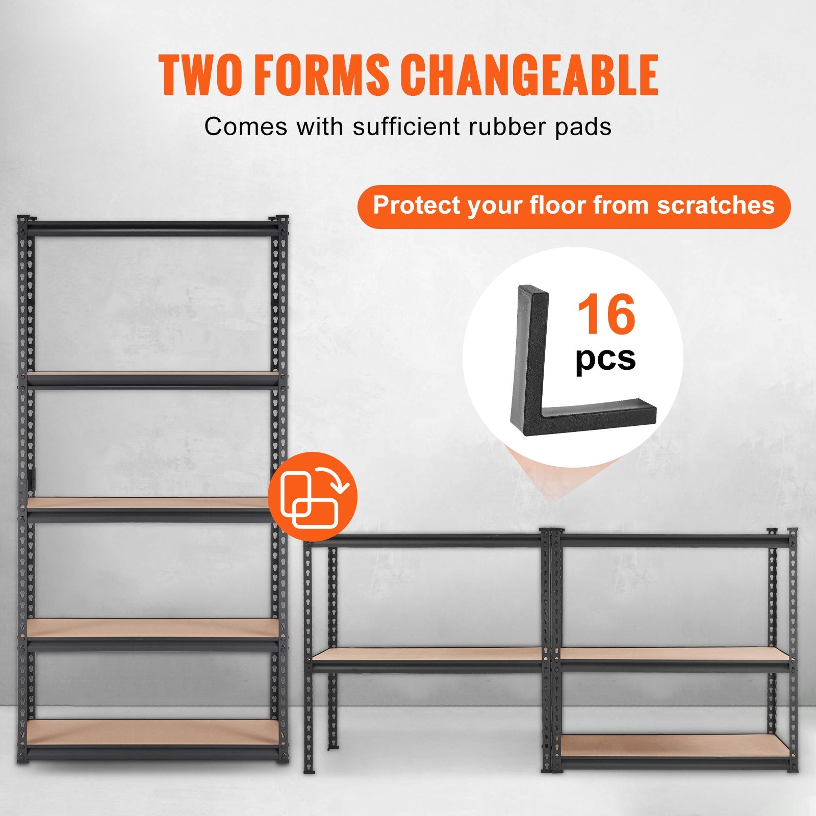 VEVOR Storage Shelving Unit, 5-Tier Adjustable, 907 kg Capacity, Heavy Duty Garage Shelves Metal Organizer Utility Rack, Black, 90L x 45W x 183H cm for Kitchen Pantry Basement Bathroom Laundry Closet