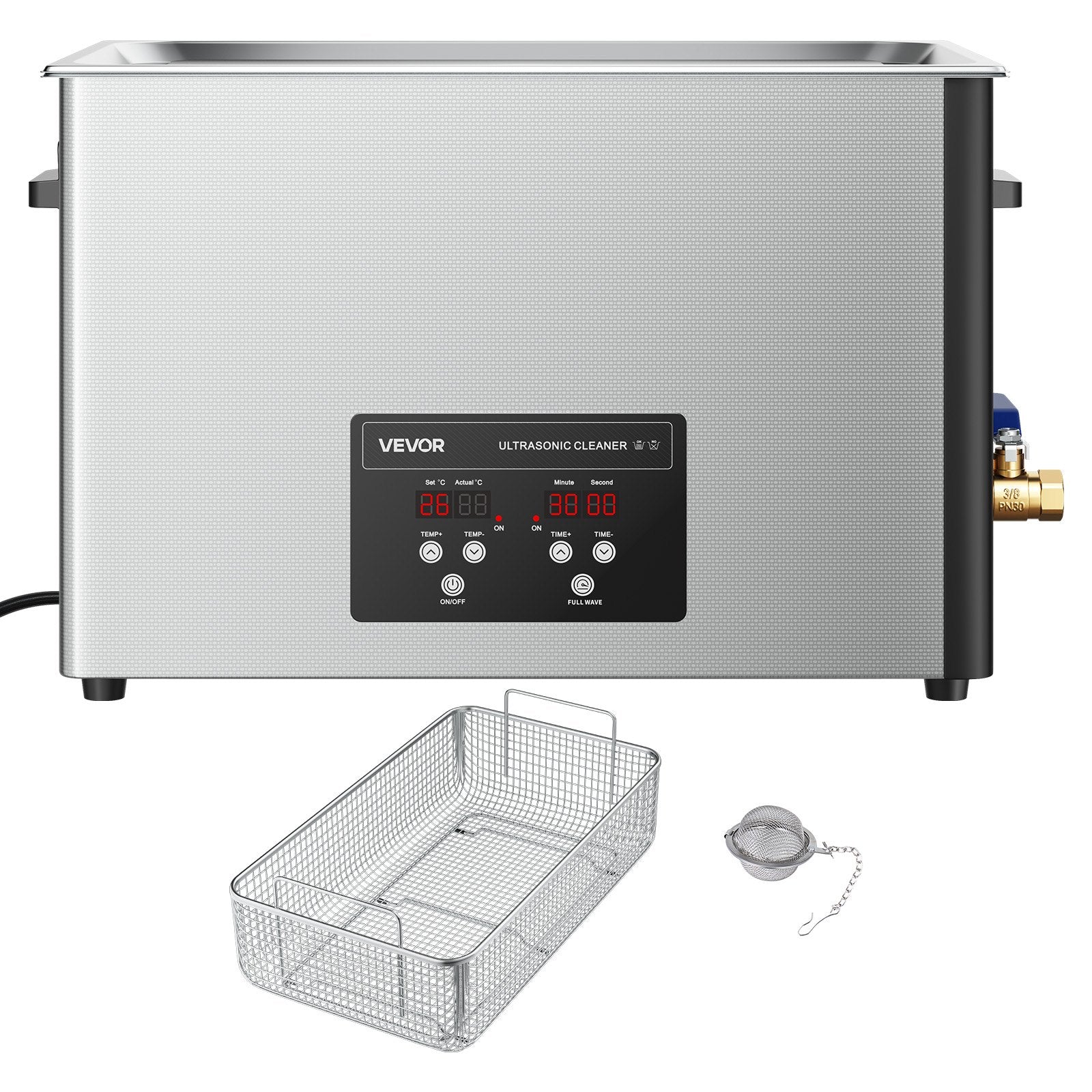 VEVOR 30L Ultrasonic Cleaner, Professional Ultrasonic Cleaner Machine with Cleaning Basket & Digital Display, 480W Stainless Steel 40kHz Industrial Cleaning Machine for Parts, Carburetors, Instruments