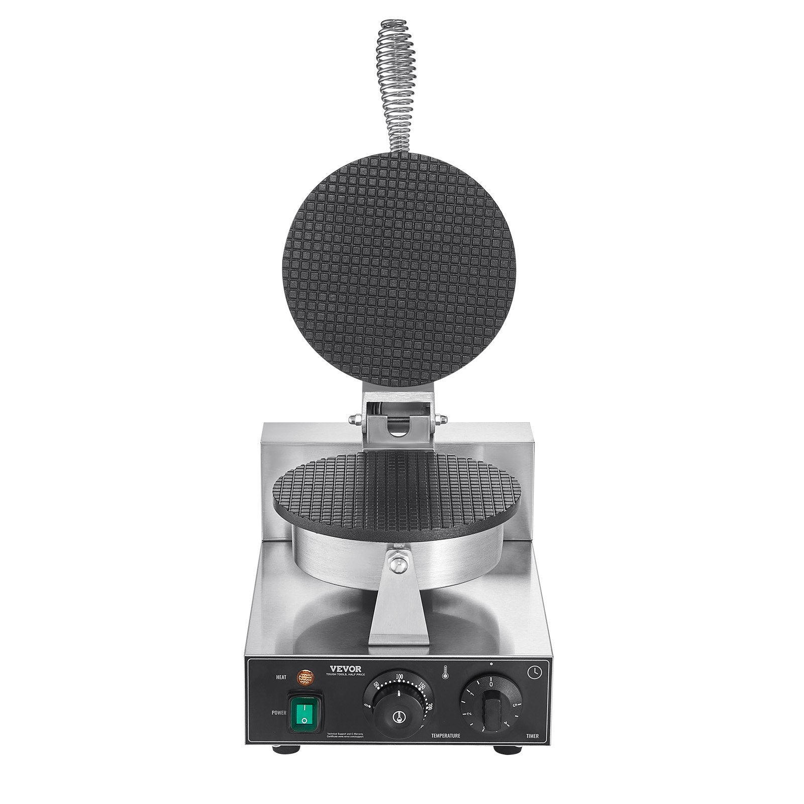 VEVOR Electric Ice Cream Cone Maker, Commercial 1230W Waffle Cone Machine, Non-Stick Stainless Steel Egg Roll Mold, with Temperature and Time Control, Handle, for Restaurant Bakery Snack Bar Family