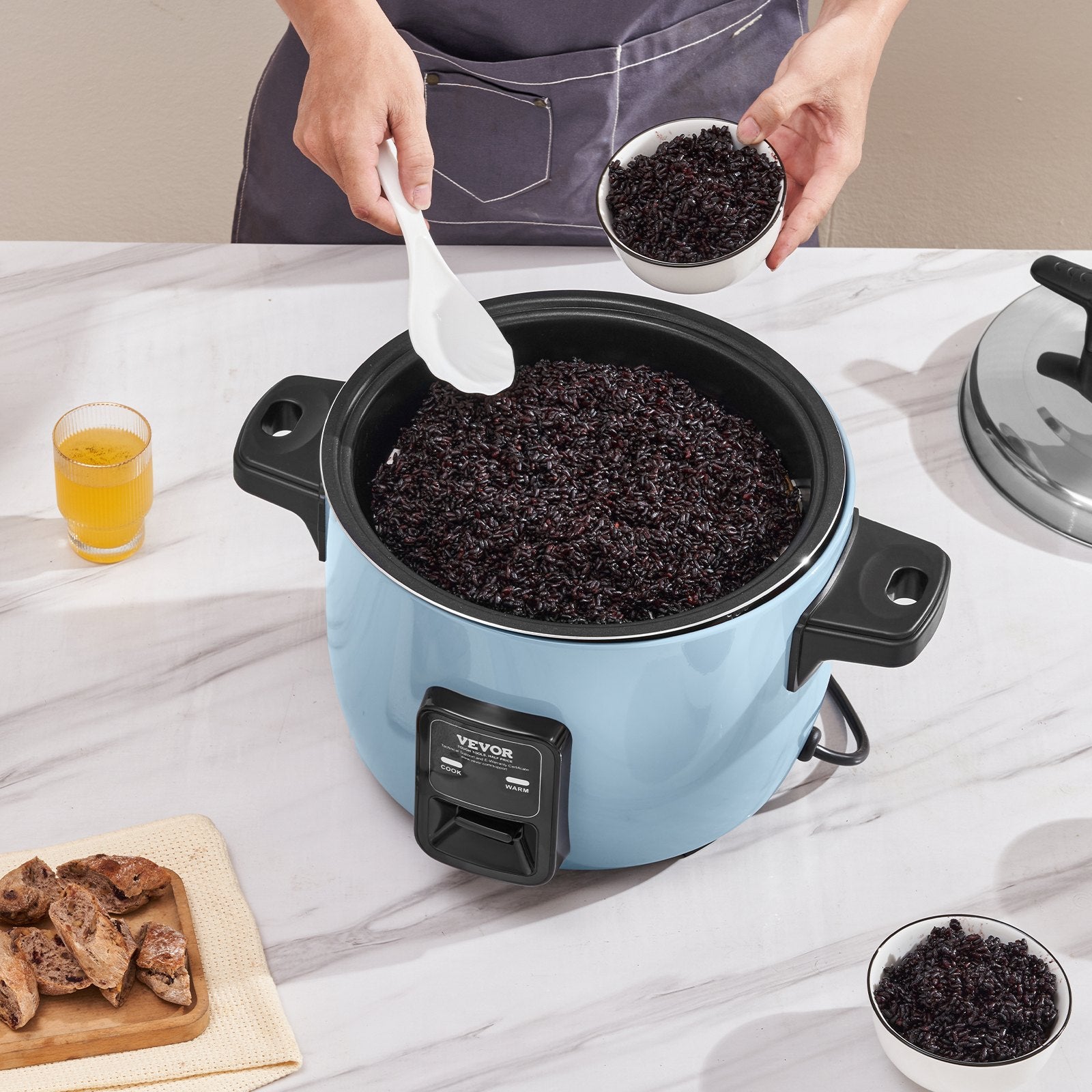 VEVOR Commercial Rice Cooker, 60-Cup Rice Cooker, 13 Liter Large Rice Cooker and Warmer with Nonstick Inner Pot, Fast Cooking and 24-Hour Keep Warm, with Rice Cup and Paddle, for Restaurant