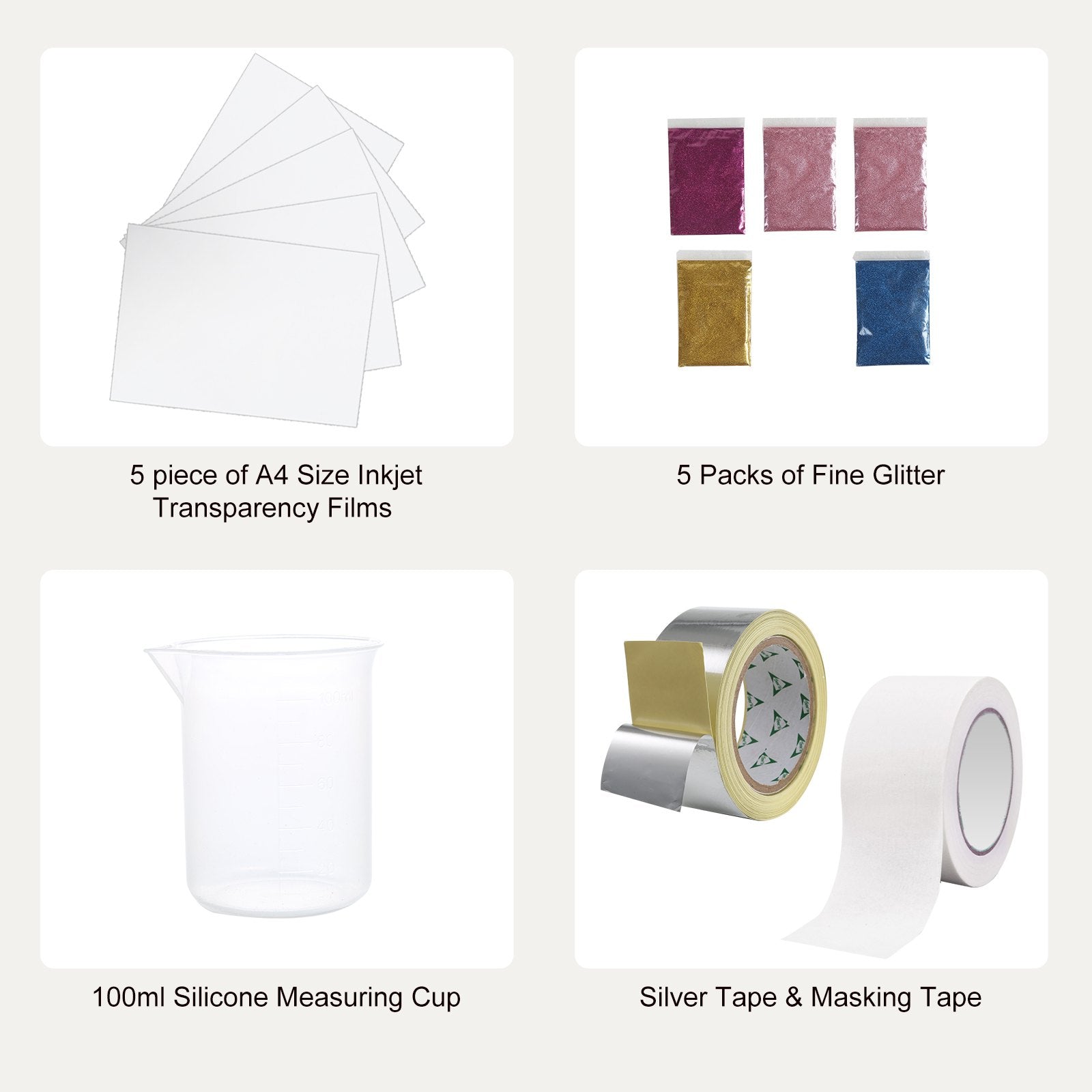 VEVOR Screen Printing Kit, 3 Pieces Aluminum Silk Screen Printing Frames 25x36/20x30/15x25 cm 110 Count Mesh, 5 Glitters and Screen Printing Squeegees and Transparency Films for T-shirts DIY