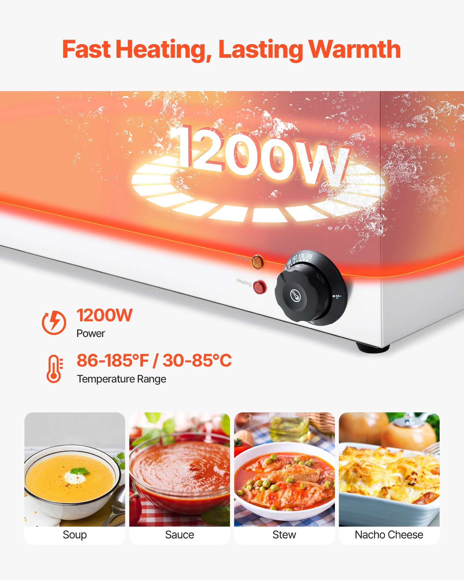 VEVOR Commercial Food Warmer, 2-Pan Electric Steam Table, 1200W Professional Countertop Stainless Steel Buffet Bain Marie with 30-85°C Temp Control for Catering, Buffet, Parties, Restaurants