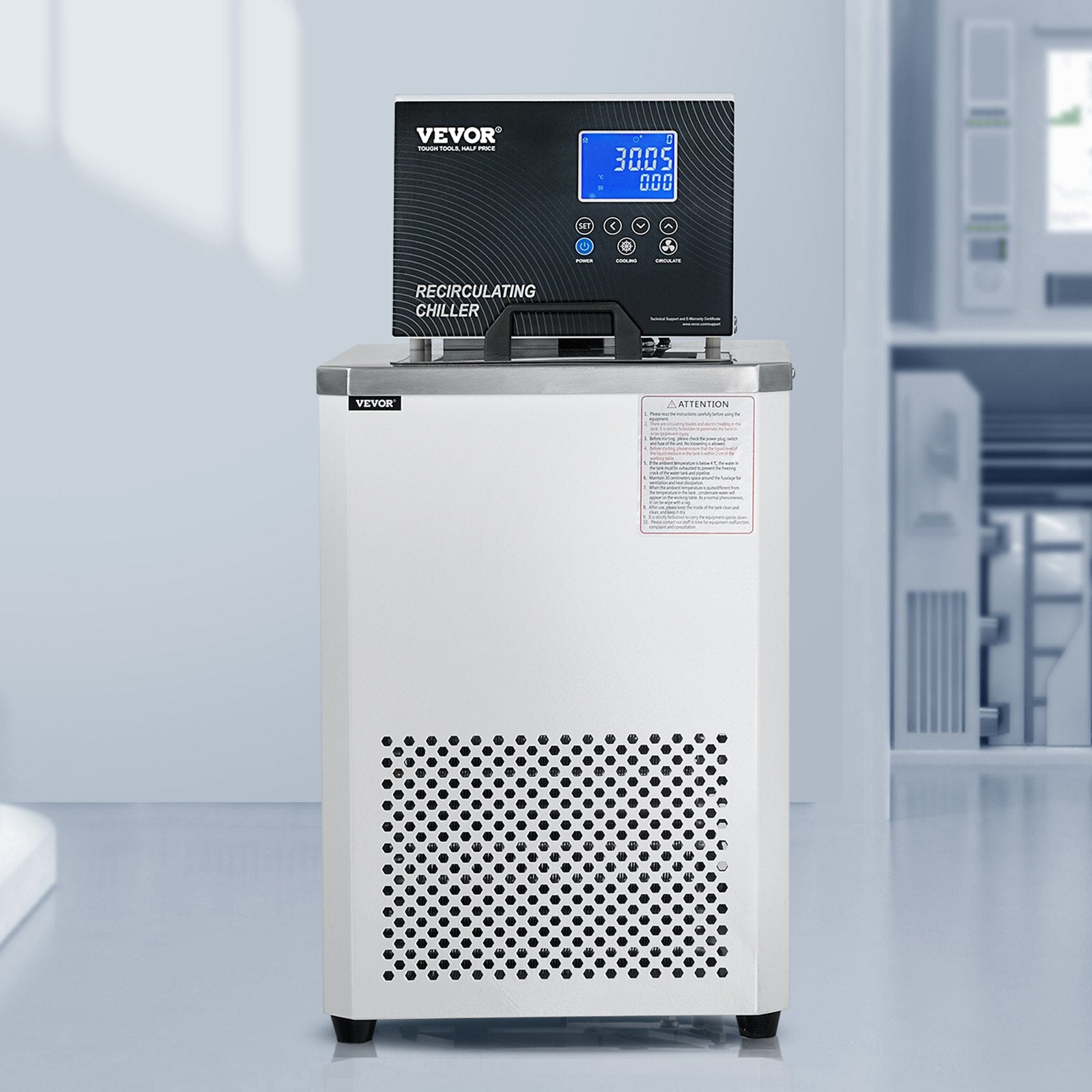 VEVOR Laboratory Chiller Circulator, 6L Chiller Lab Low Temperature Cooling Liquid, 23°F-212°F Circulator Pump Chiller, LCD Display, 304 Stainless Steel Water Bath Recirculating Water Cooling Chiller
