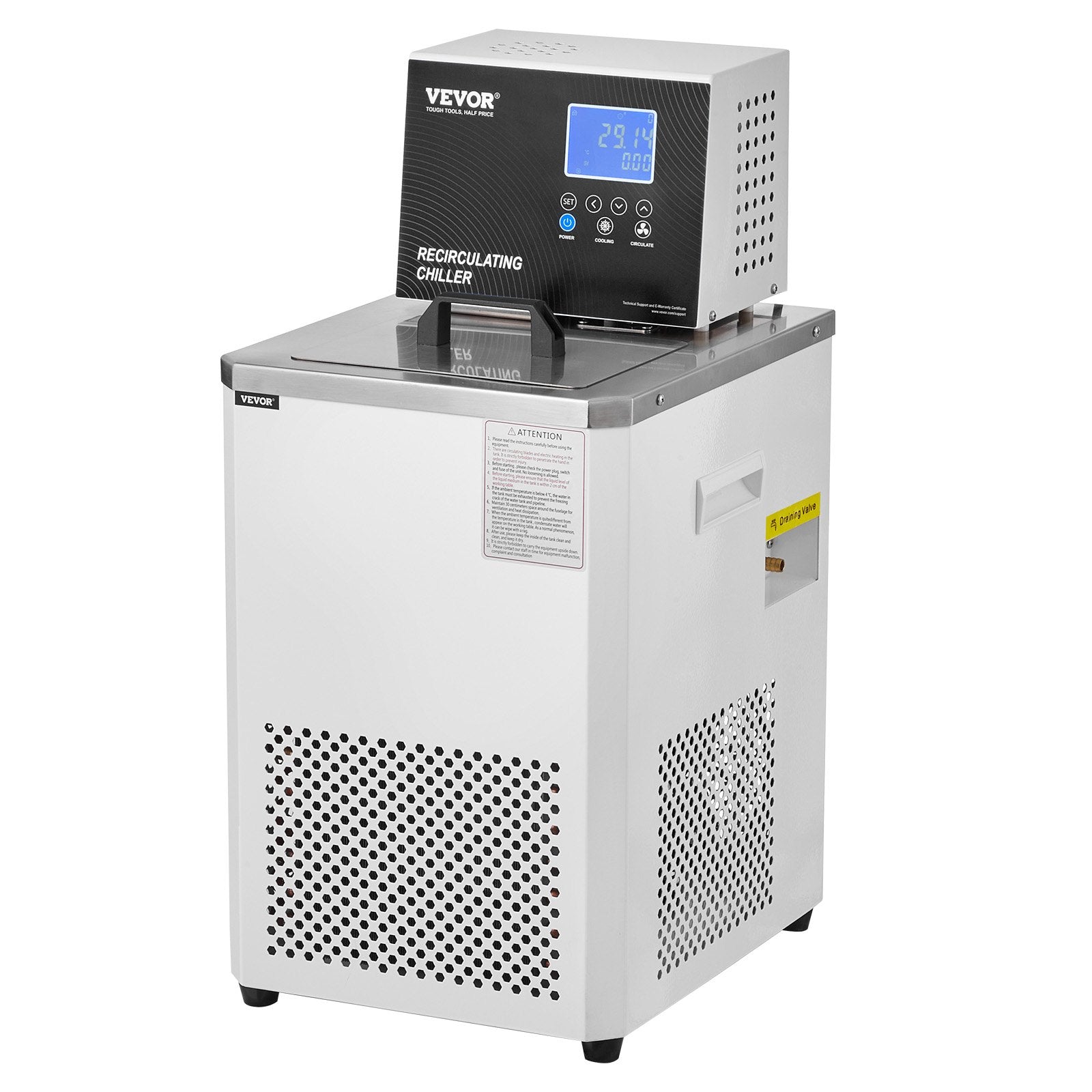 VEVOR Laboratory Chiller Circulator, 6L Chiller Lab Low Temperature Cooling Liquid, 23°F-212°F Circulator Pump Chiller, LCD Display, 304 Stainless Steel Water Bath Recirculating Water Cooling Chiller