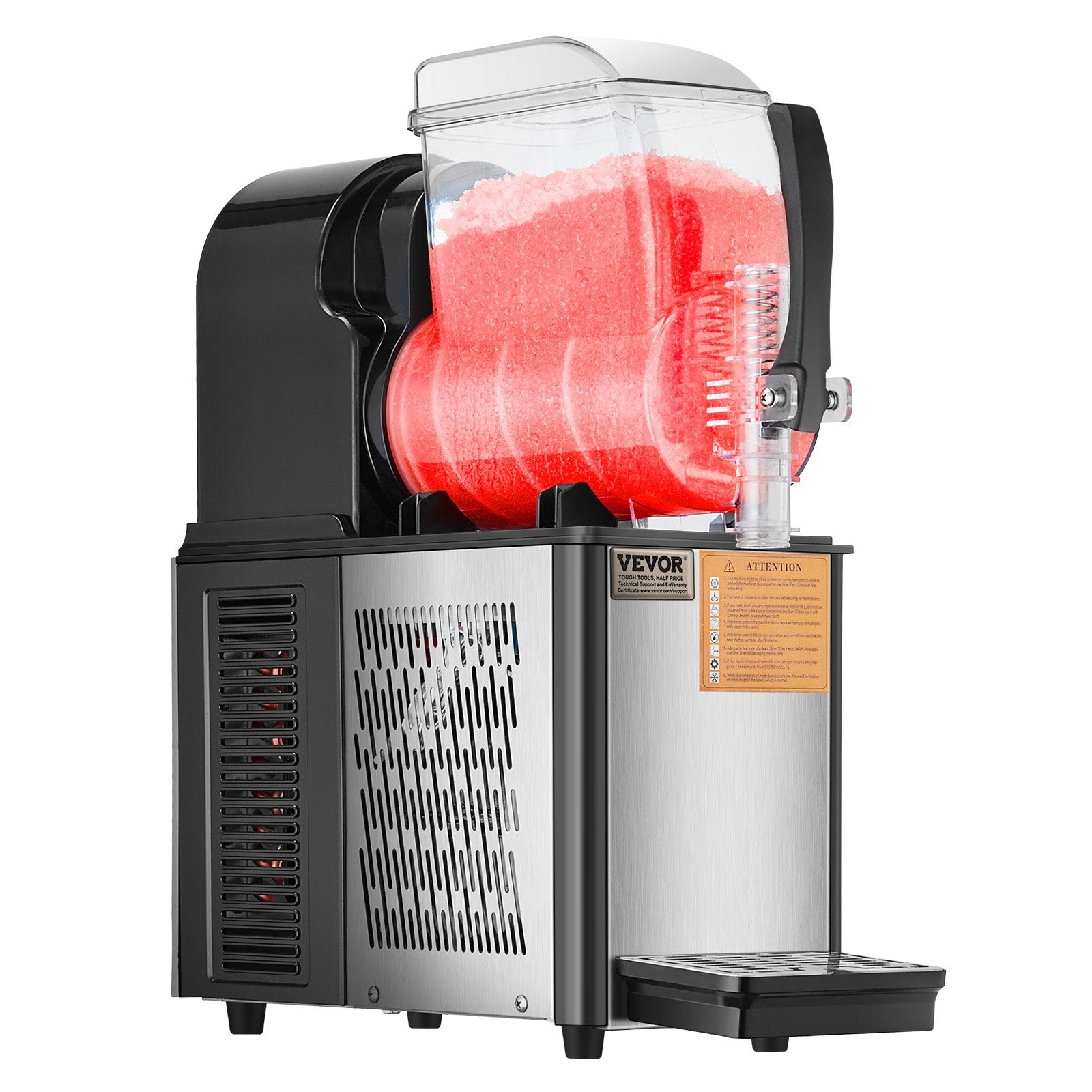 VEVOR Commercial Slushy Machine, 4L Single Tank Frozen Drink Machine, 16 Cups Stainless Steel Margarita Smoothie Frozen Drink Maker, Slushie Maker for Home Party Restaurants Cafe Bars
