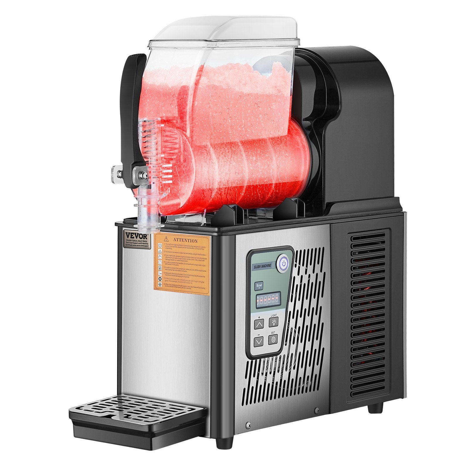 VEVOR Commercial Slushy Machine, 4L Single Tank Frozen Drink Machine, 16 Cups Stainless Steel Margarita Smoothie Frozen Drink Maker, Slushie Maker for Home Party Restaurants Cafe Bars