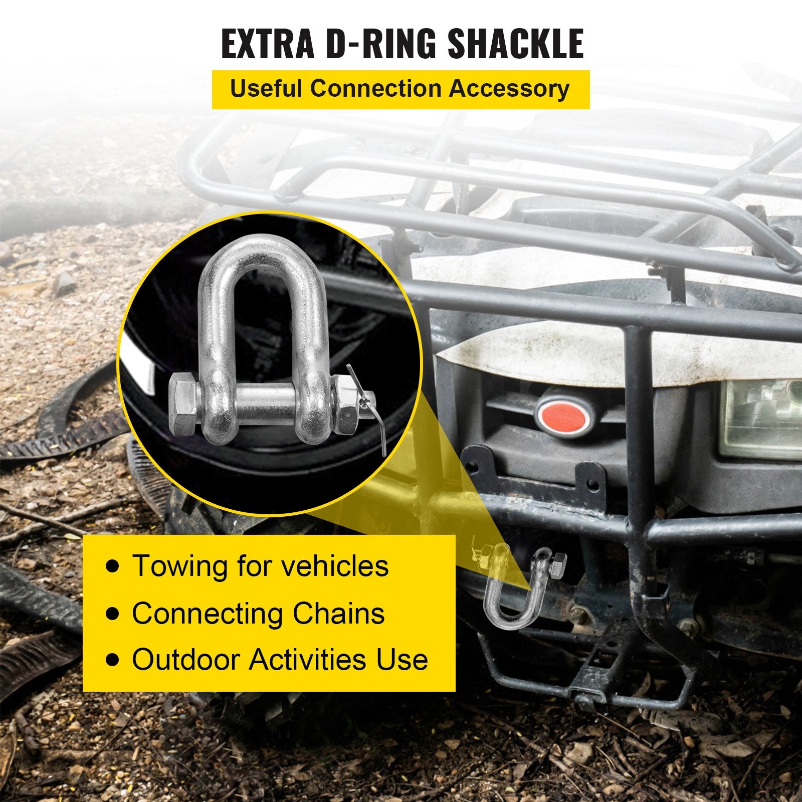 VEVOR V Bridle Chain, 5/16 in x 2 ft Bridle Tow Chain, Grade 80 V-Bridle Transport Chain, 9260 Lbs Break Strength with TJ Hooks and Crab Hooks, Heavy Duty Pear Link Connector and Chain Shorteners
